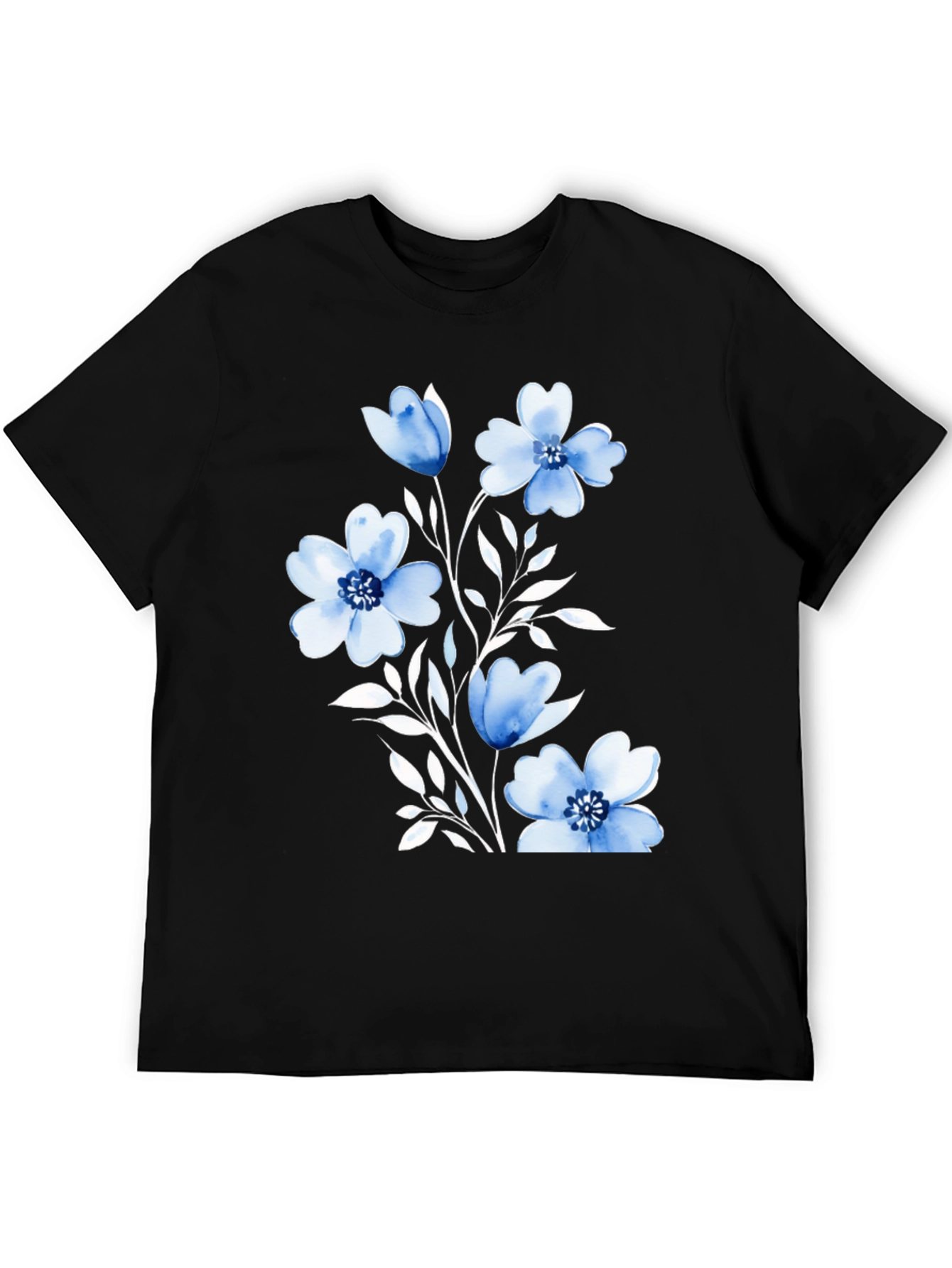 Black Floral Print Black T-Shirt for Men view 5