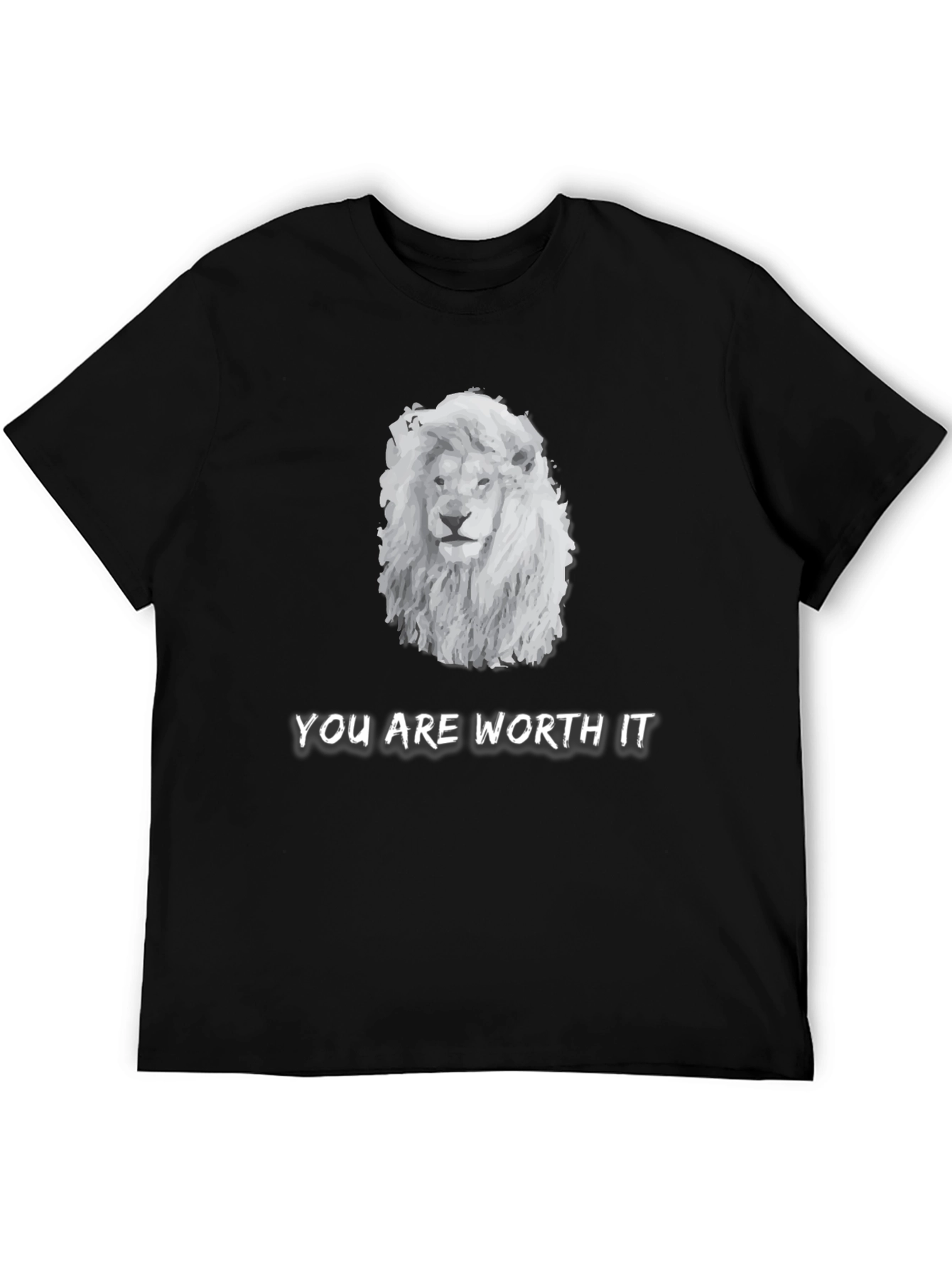 Black Lion Graphic Tee - "You Are Worth It" Unisex T-Shirt view 5