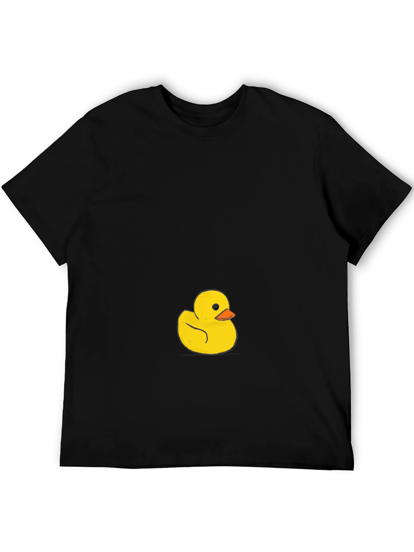 Black Men's Black T-Shirt with Cute Rubber Duck Graphic view 5