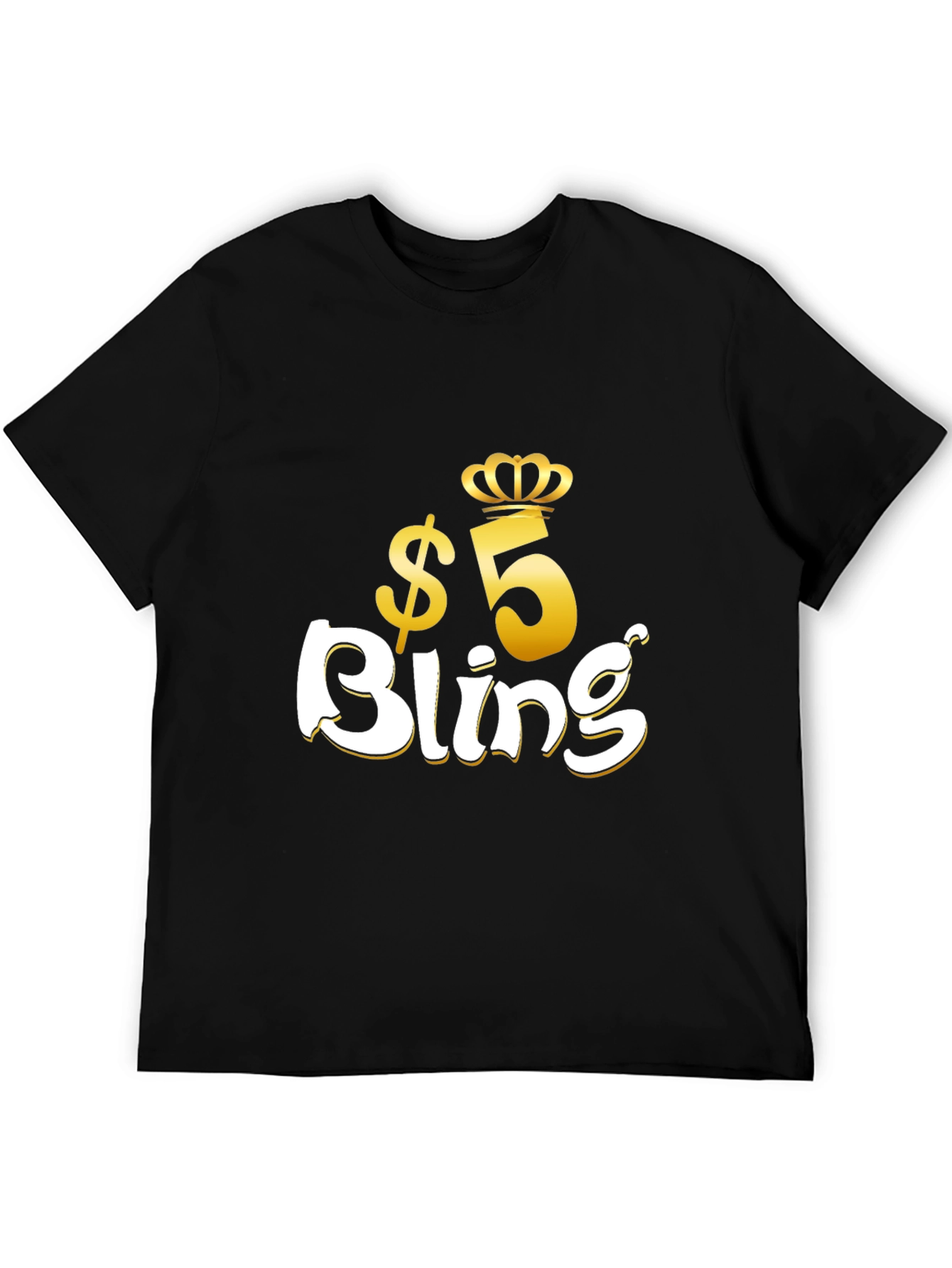 Black $5 Bling Graphic T-Shirt - Stylish Crown Design view 5