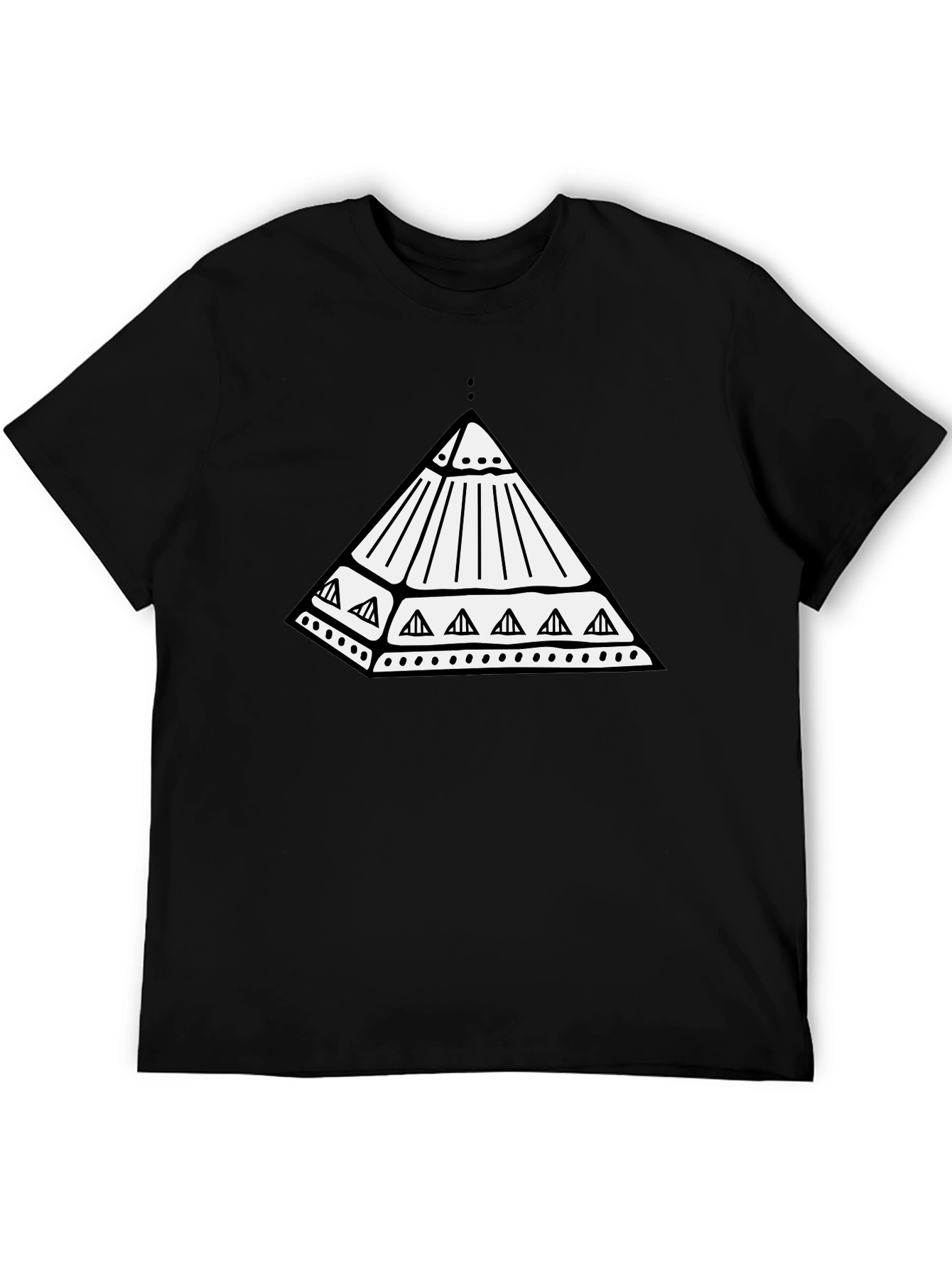 Black Geometric Pyramid Graphic Black T-Shirt view 5