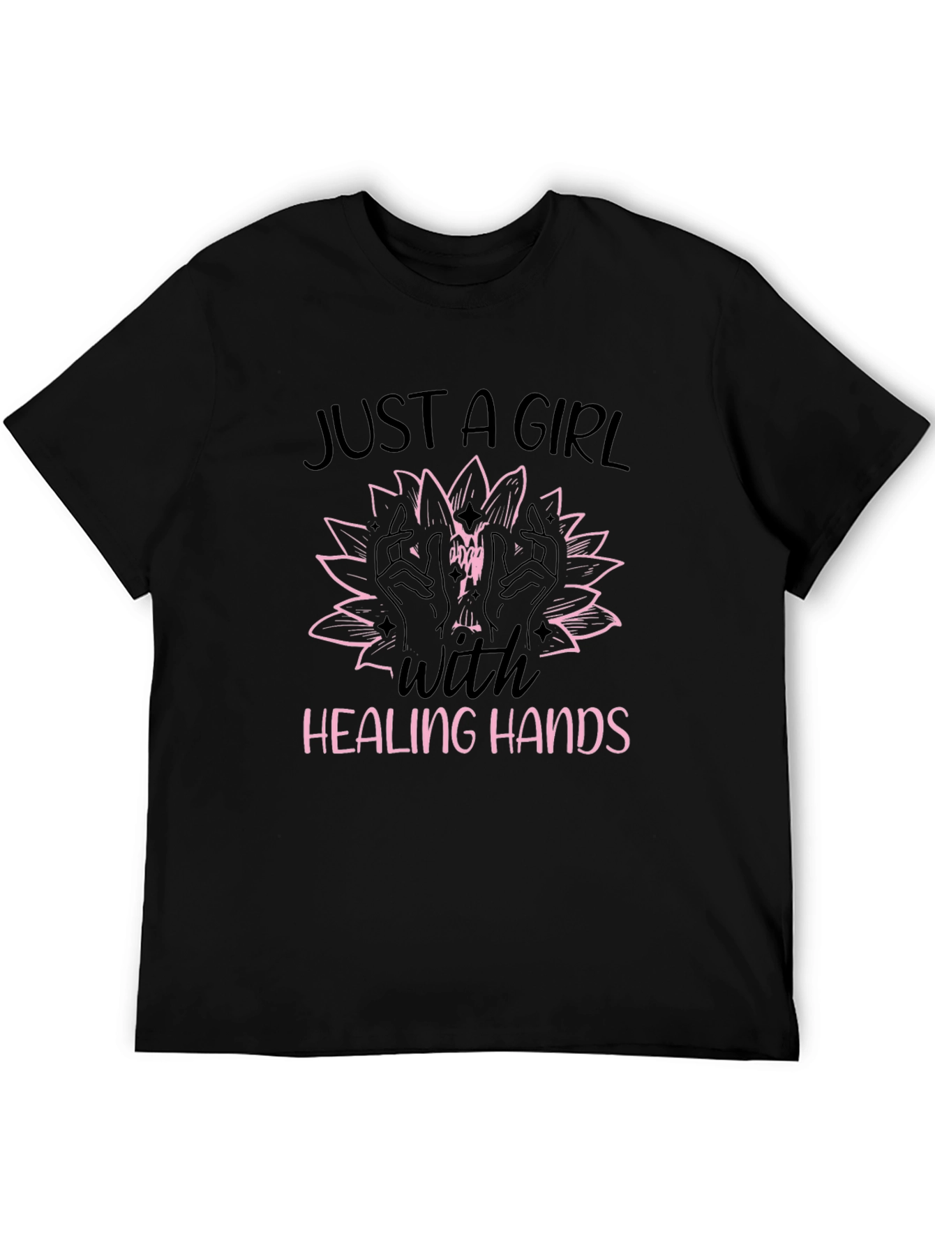 Black Healing Hands Graphic Tee - Black Cotton T-Shirt view 5