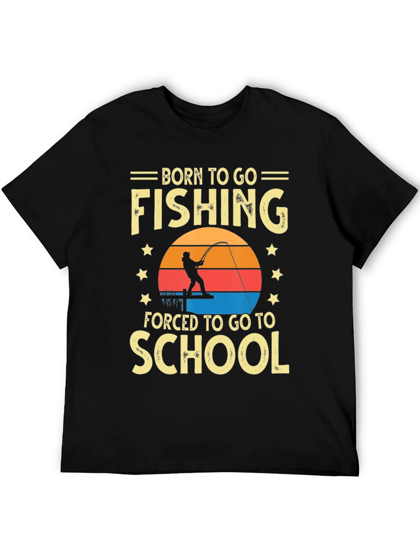Black Born To Go Fishing T-Shirt view 5