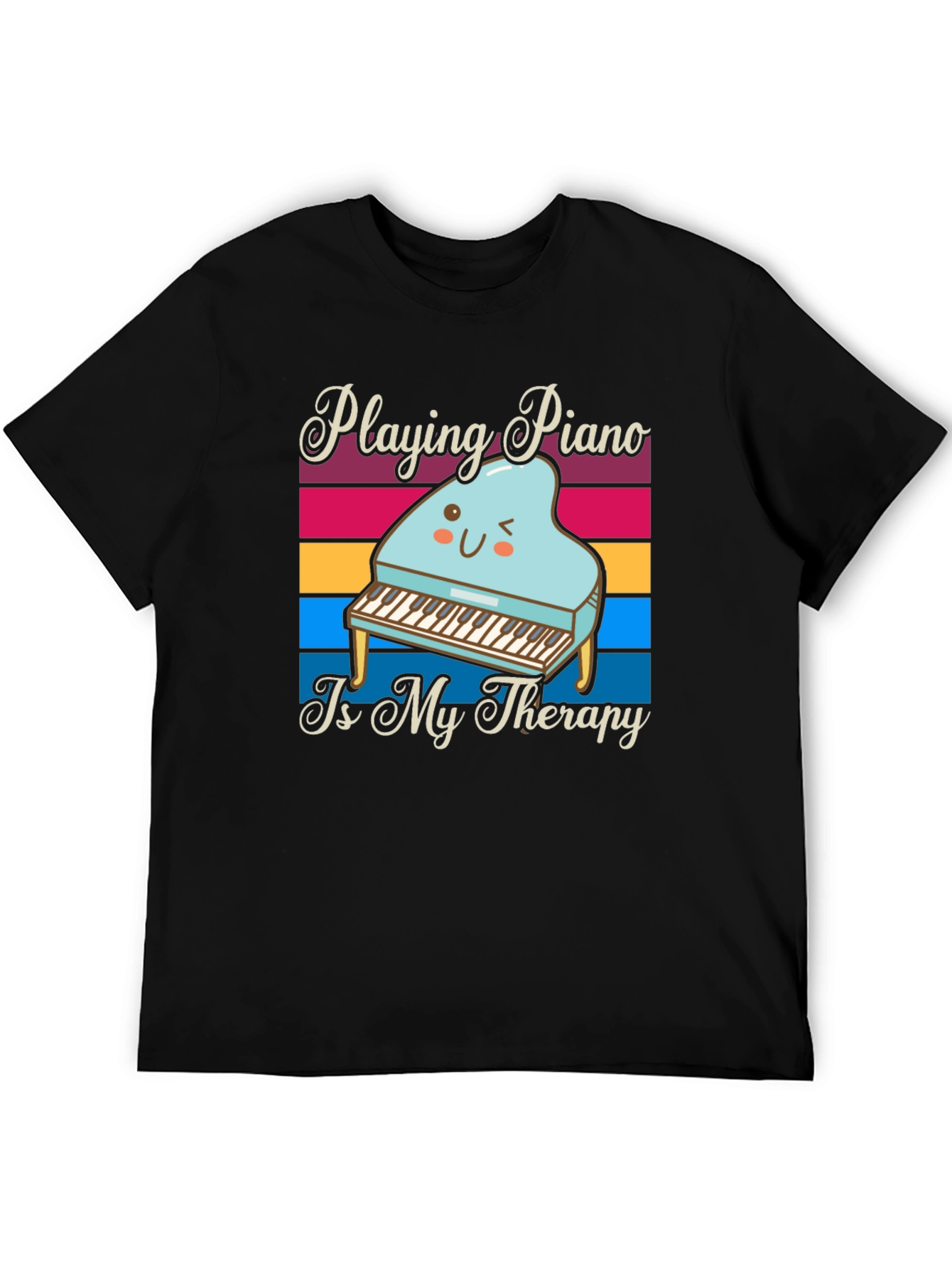 Black Playing Piano is My Therapy T-Shirt view 5
