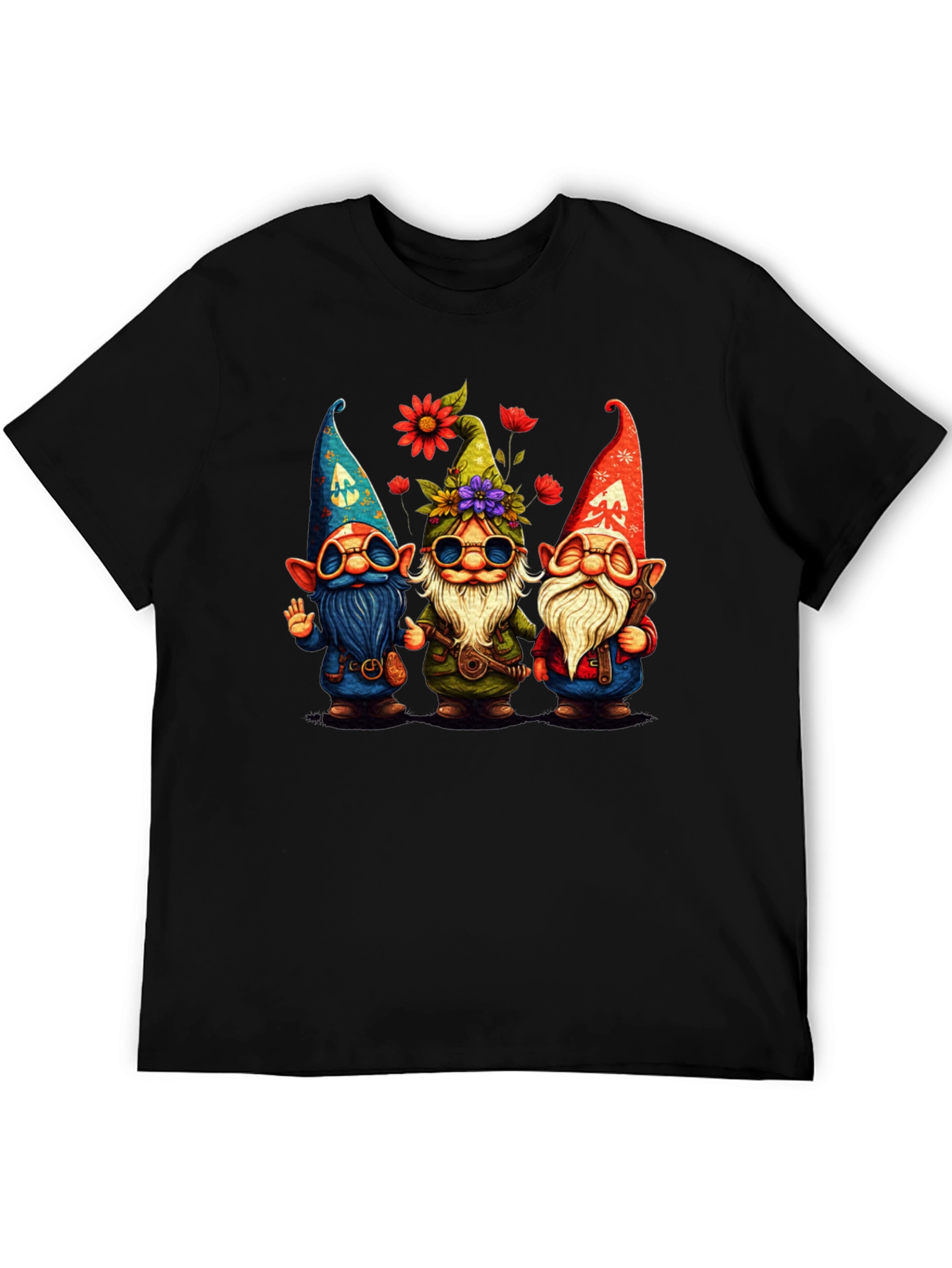 Black Hippie Gnome Graphic Tee view 5