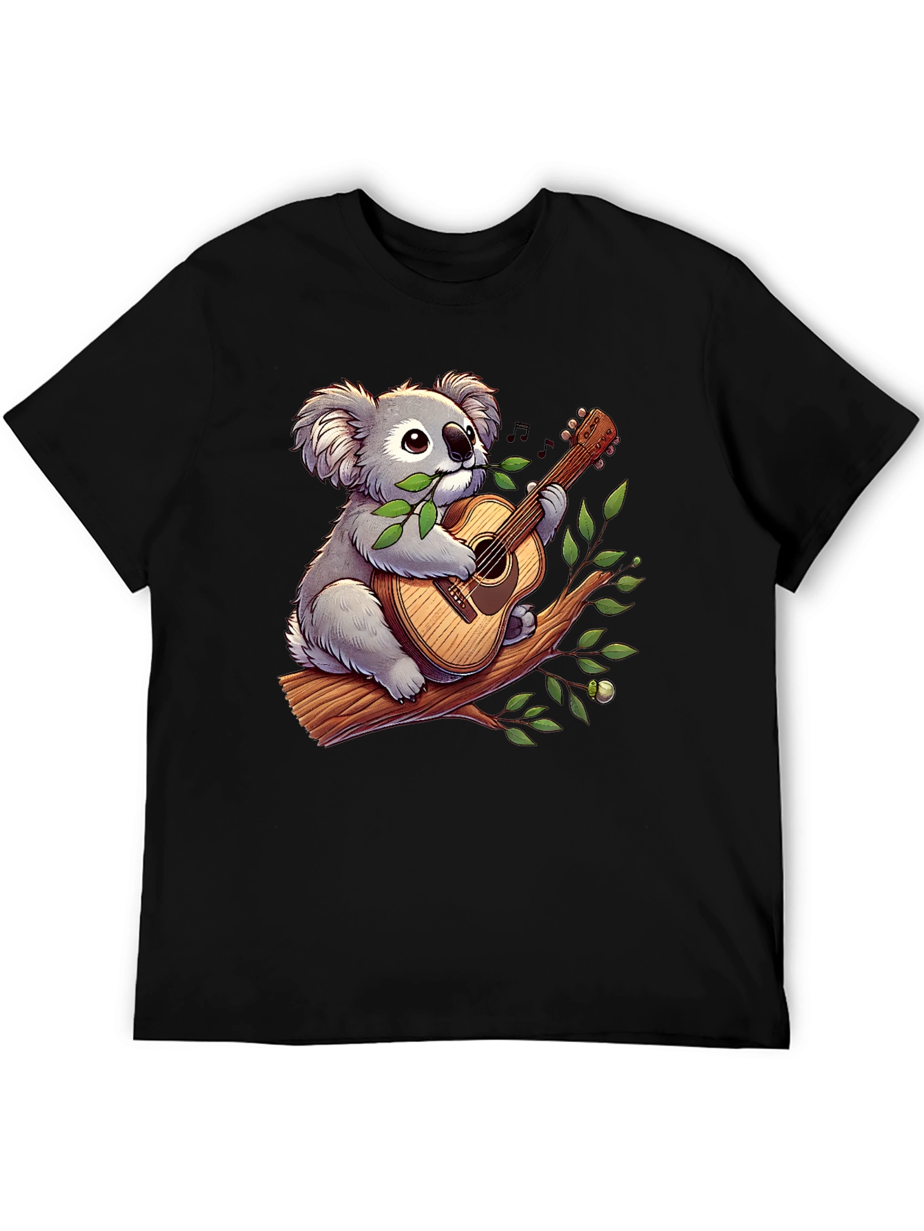 Black Koala Guitar Player Graphic T-Shirt view 5