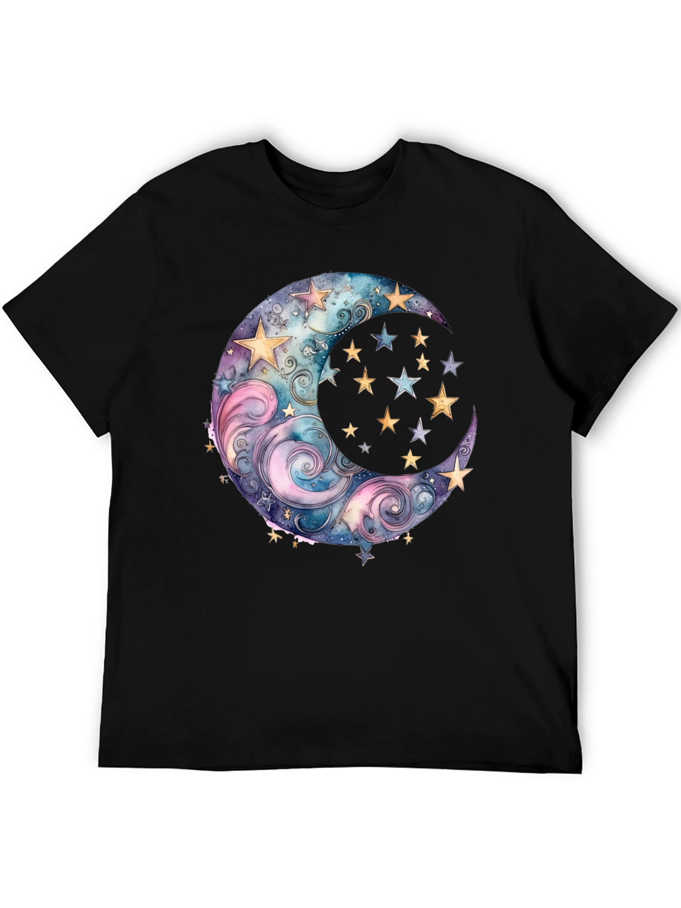Black Celestial Moon and Stars Graphic Tee - Black view 5