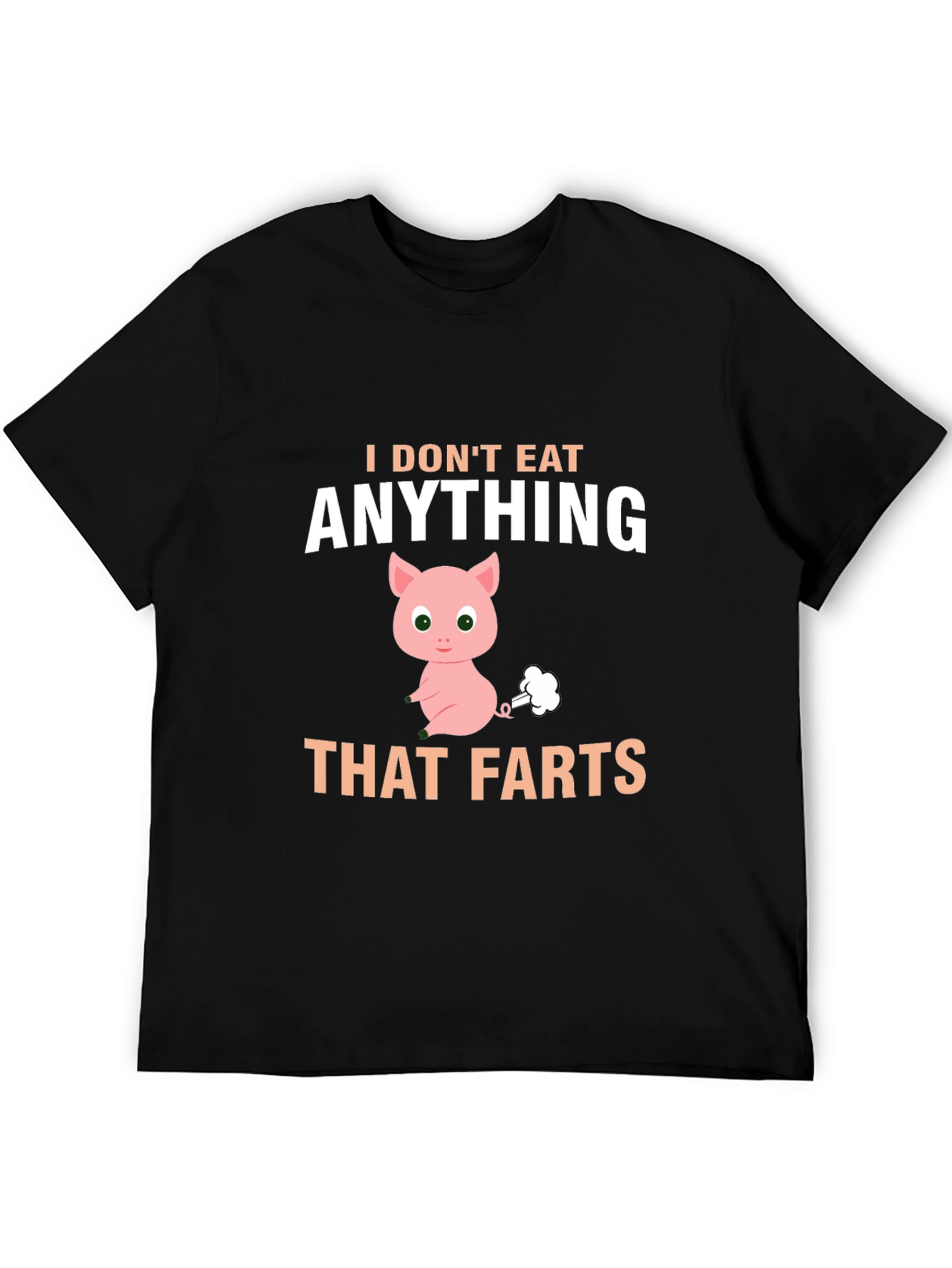 Black Funny Vegan T-Shirt - I Don't Eat Anything That Farts view 5