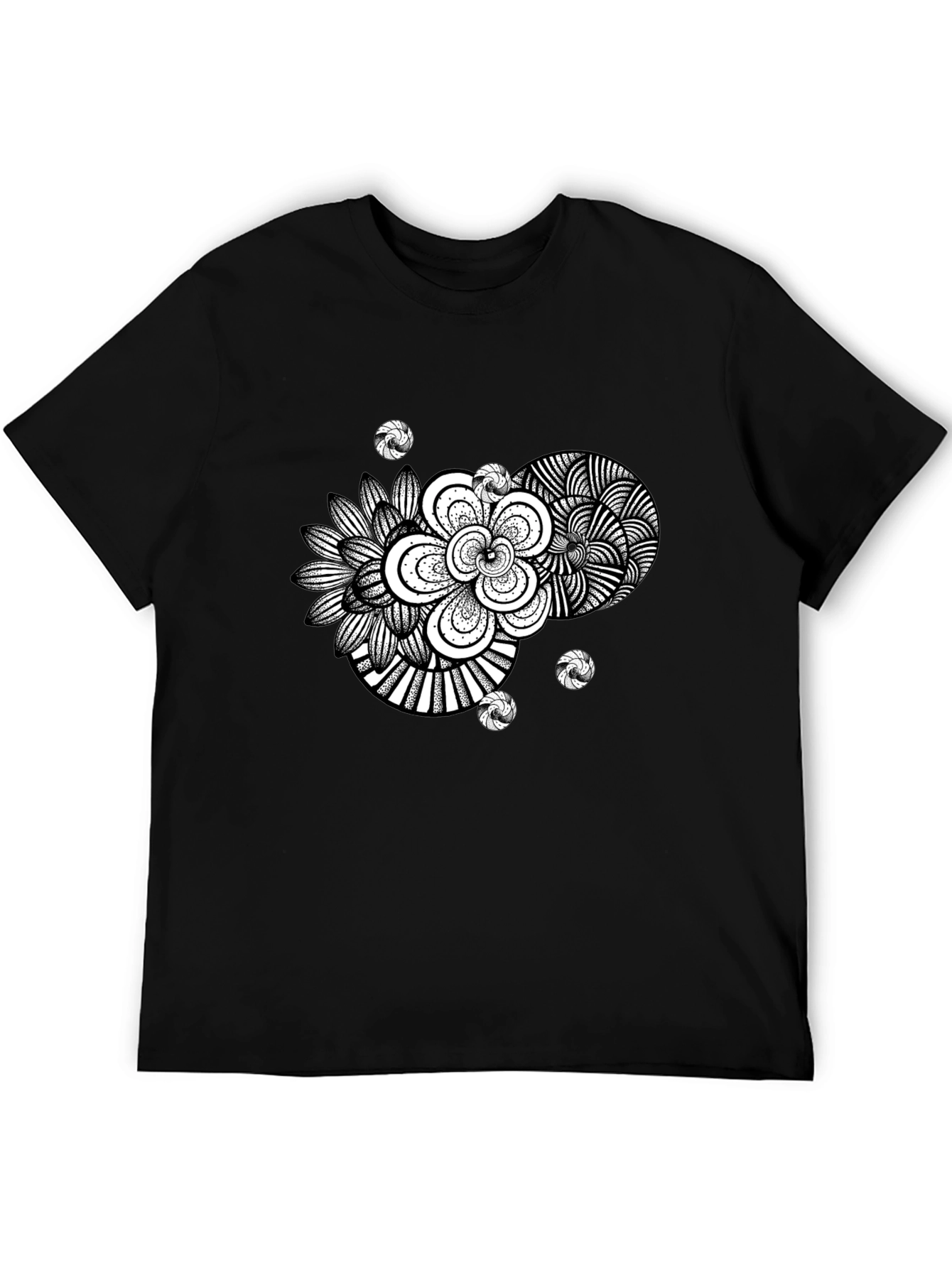 Black Abstract Floral Graphic Black T-Shirt view 5