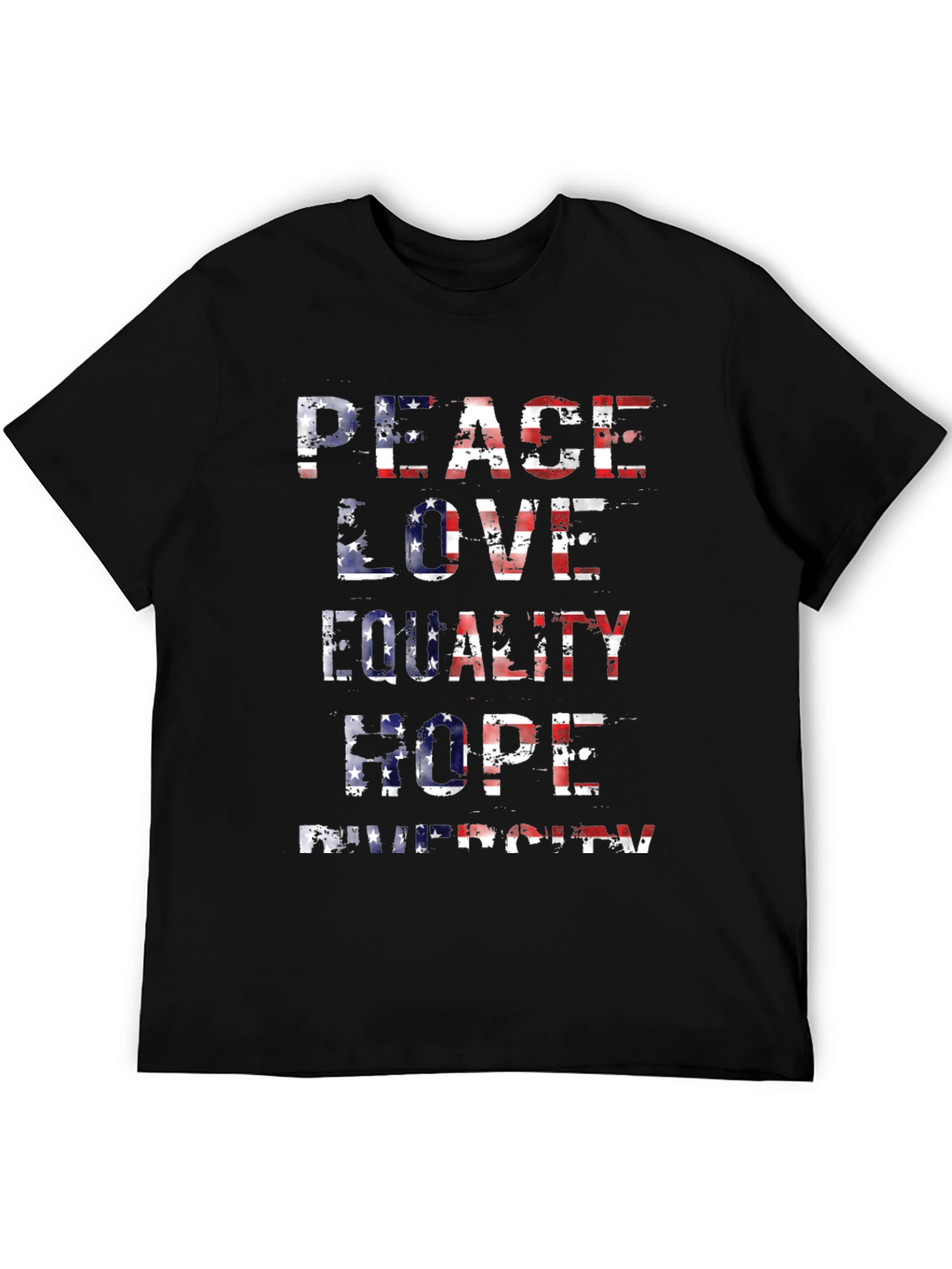 Black Peace Love Equality American Flag T-Shirt view 5
