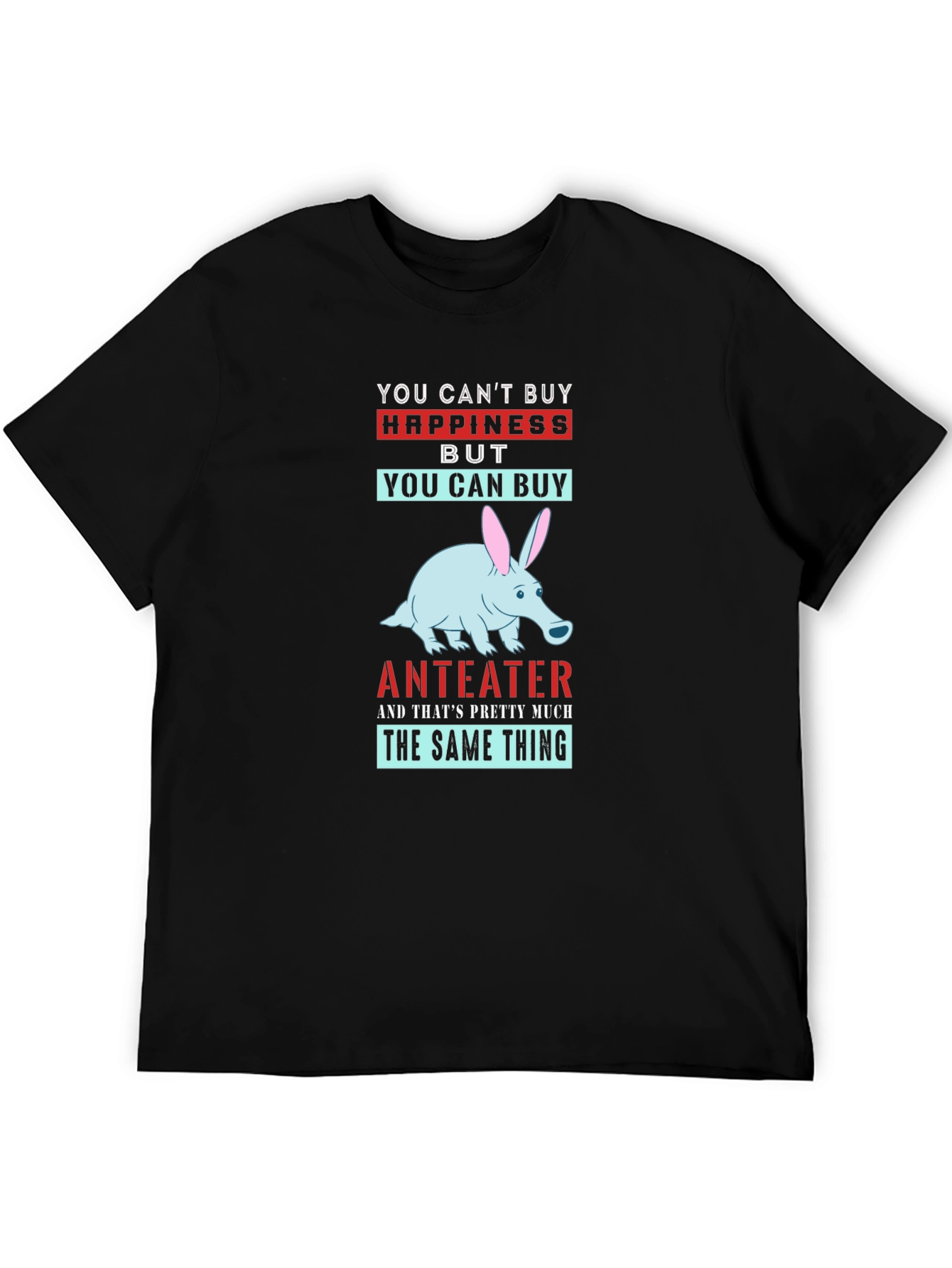 Black Anteater Happiness T-Shirt - Novelty Graphic Tee view 5