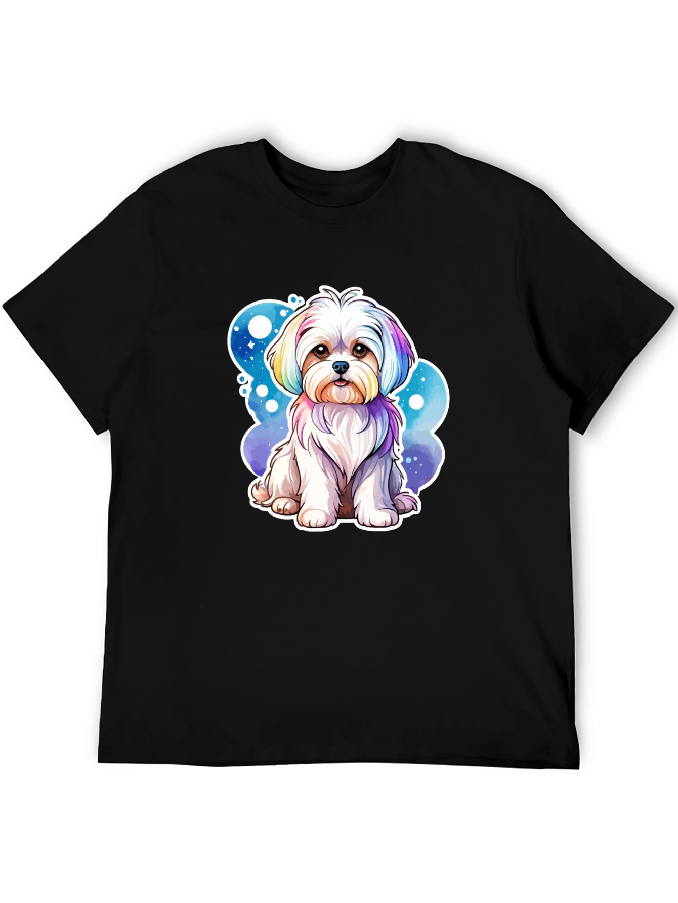 Black Rainbow Maltese Dog Graphic Tee view 5