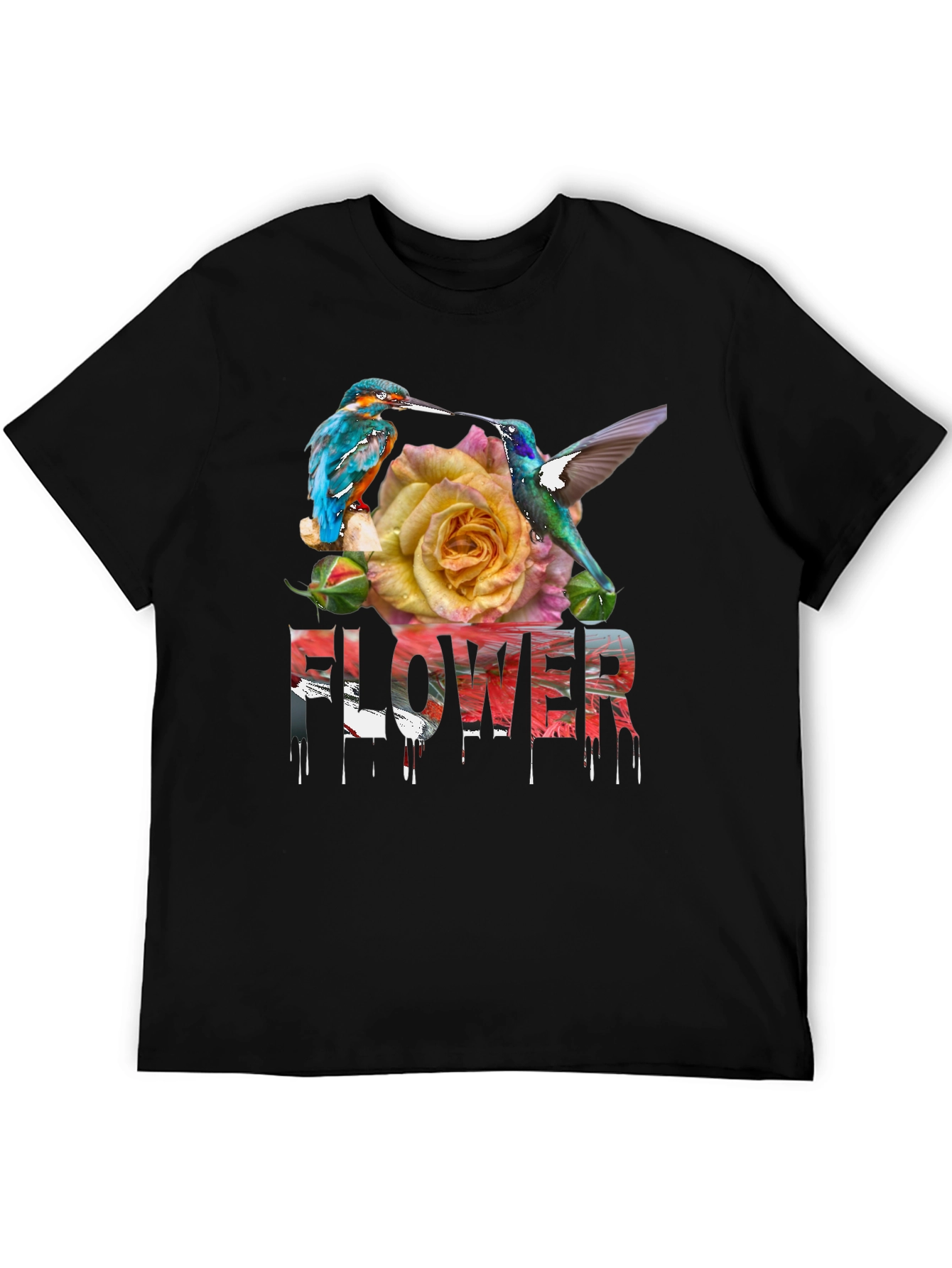 Black Floral Bird T-Shirt view 5