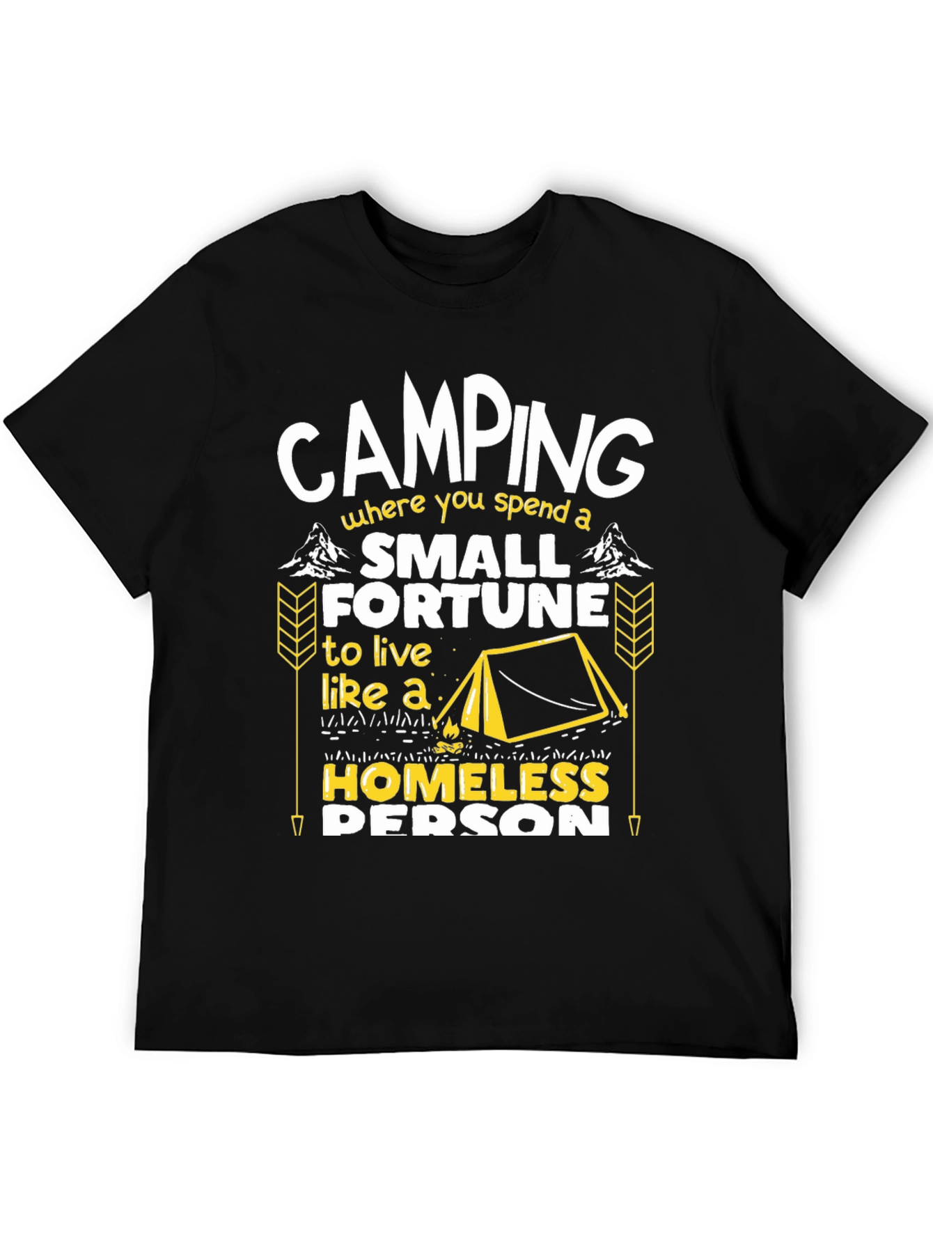 Black Camping Small Fortune Humor Graphic Tee view 5