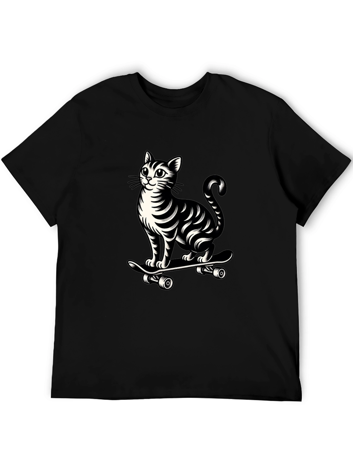 Black Cat on Skateboard Graphic Tee - Cool & Unique Design view 5