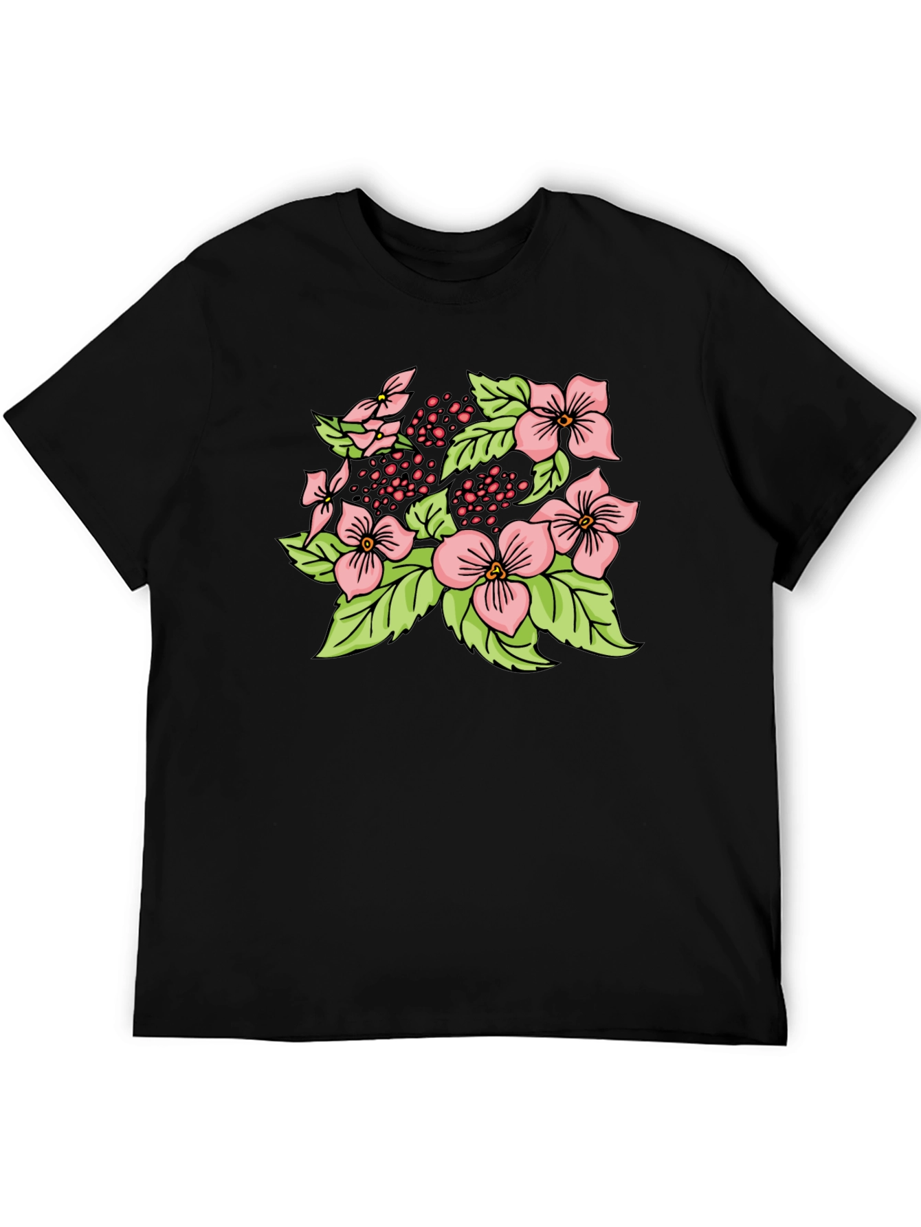 Black Floral Print Black T-Shirt view 5