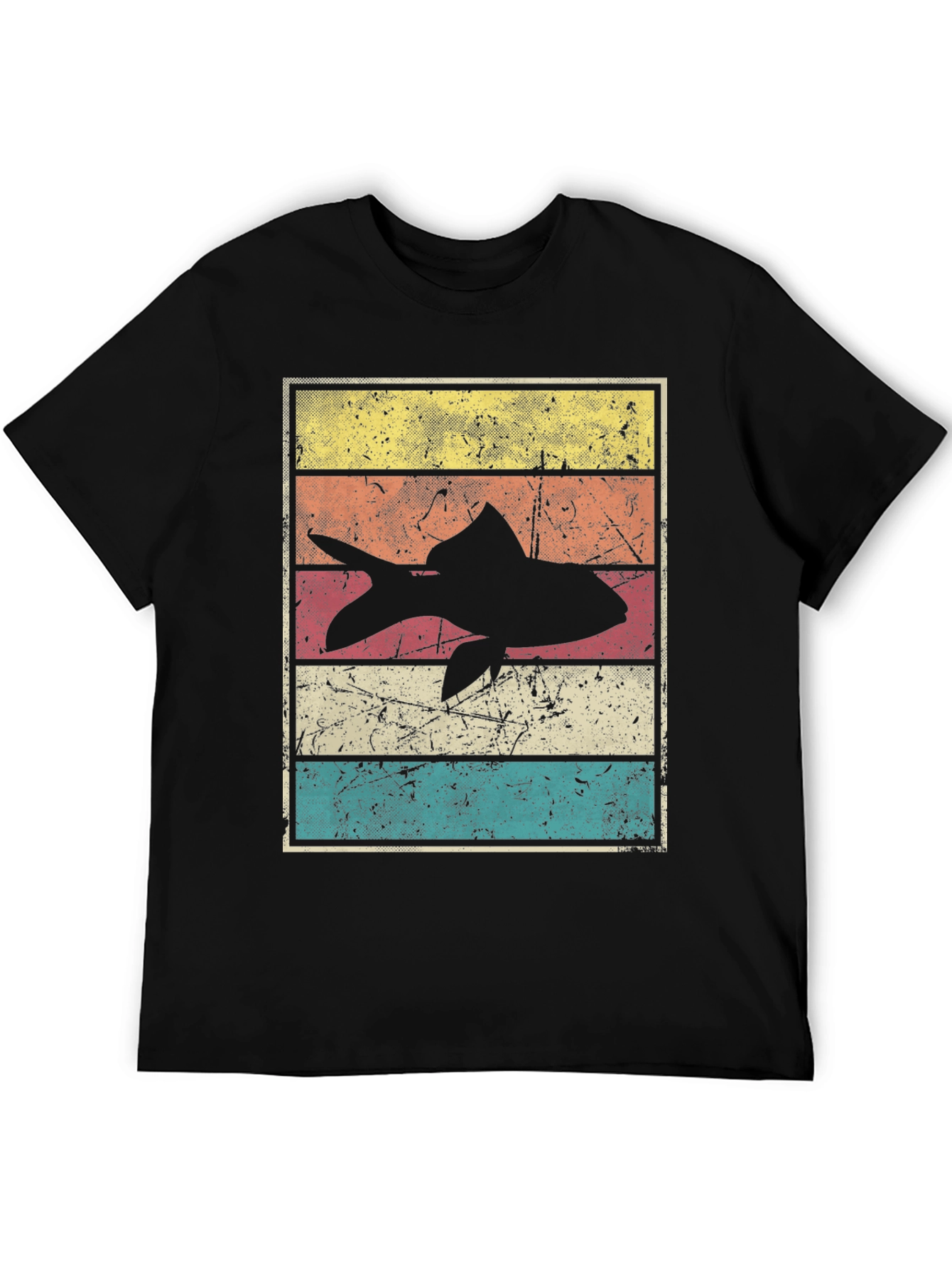 Black Retro Fish Graphic Tee - Vintage Style view 5