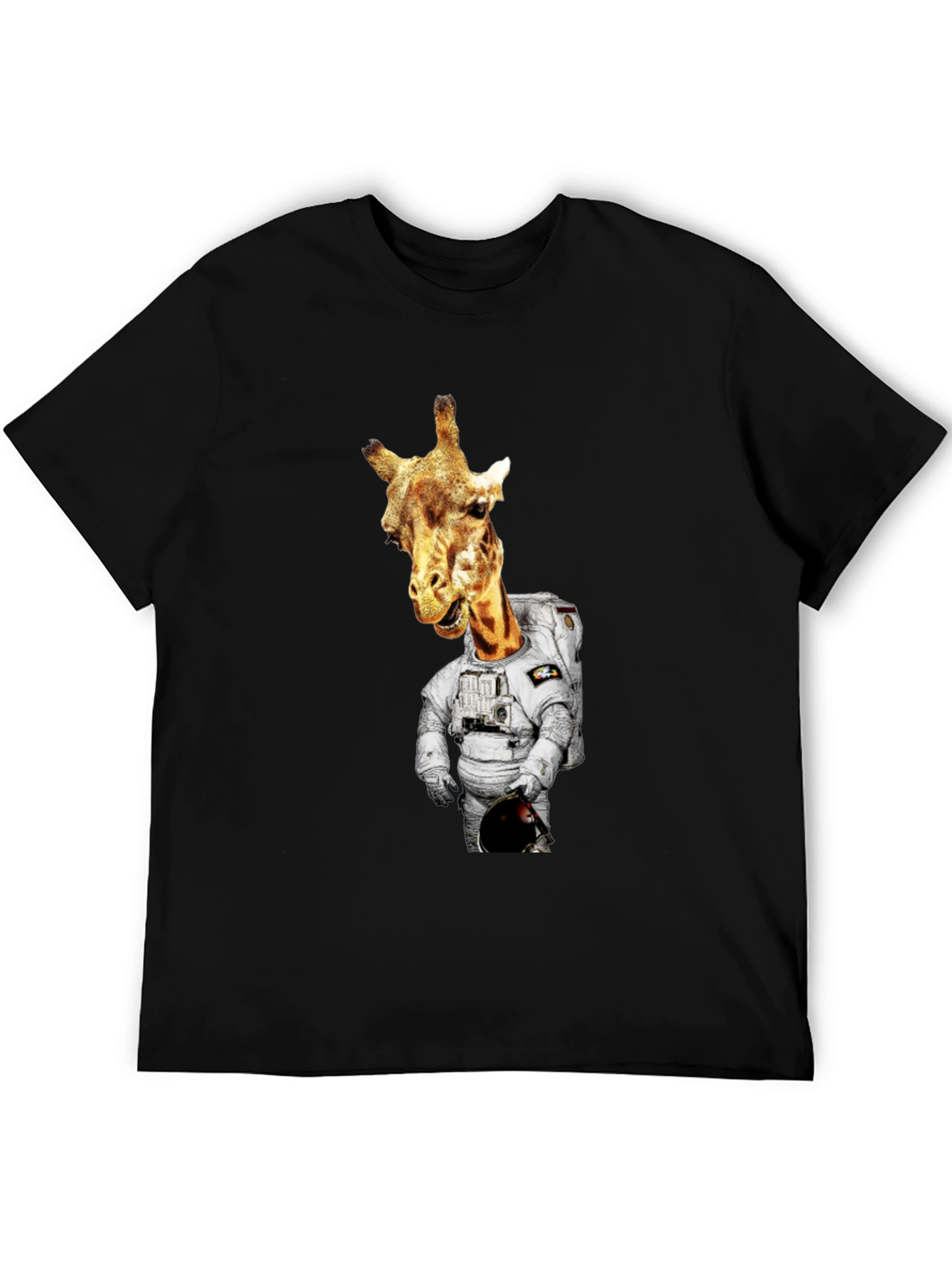 Black Giraffe Astronaut Graphic Tee - Men's Black T-Shirt view 5