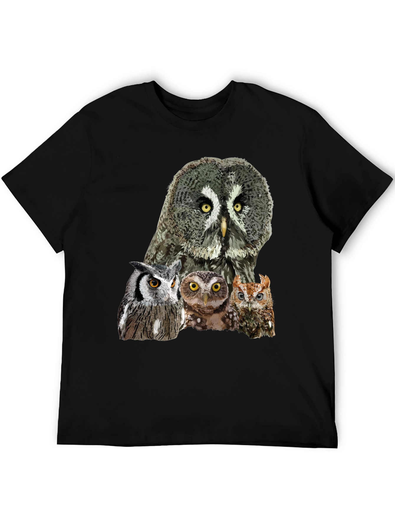 Owl Portrait Graphic T-Shirt - Men's Black Tee - 5