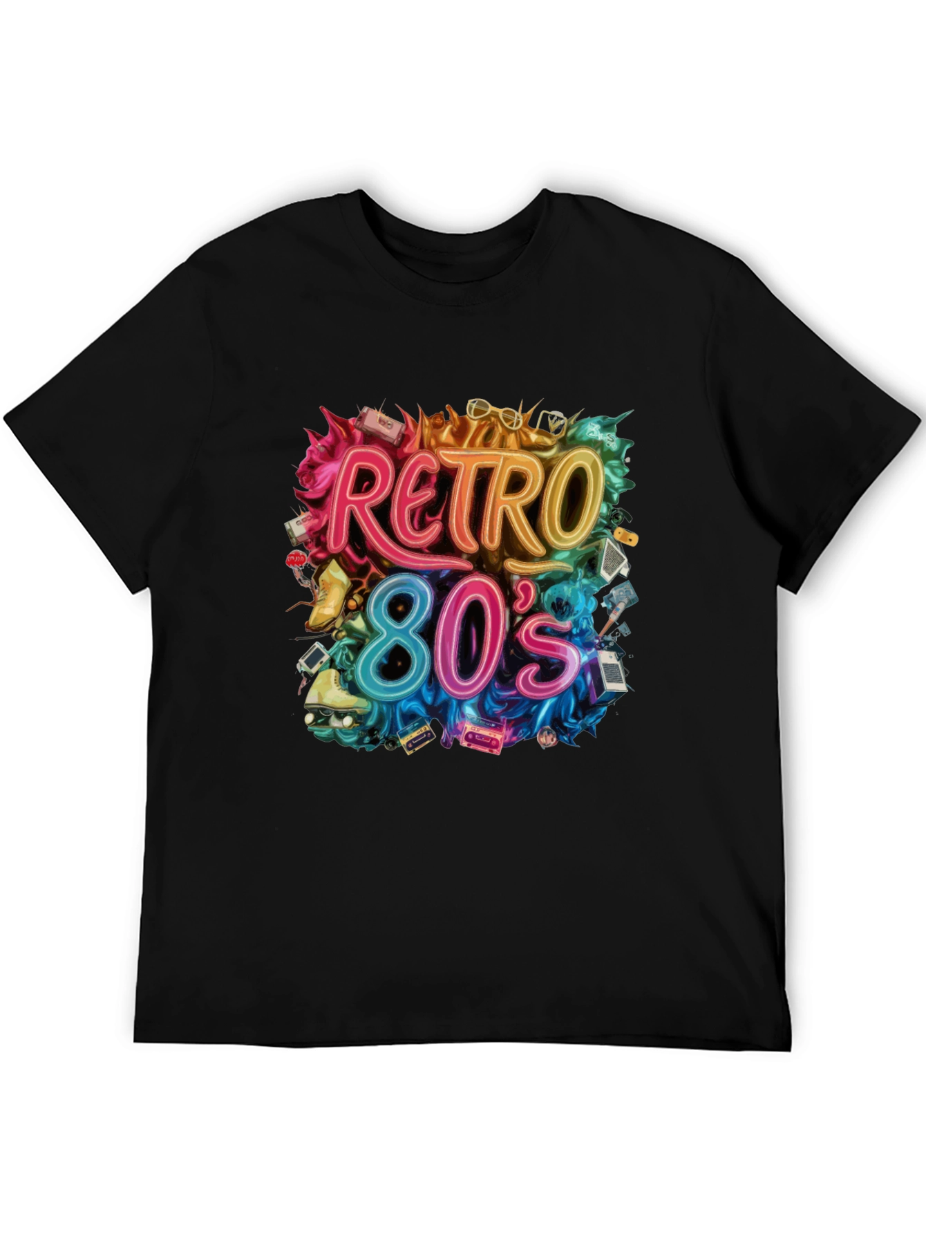 Black Retro 80s Graphic Tee - Nostalgic Style view 5