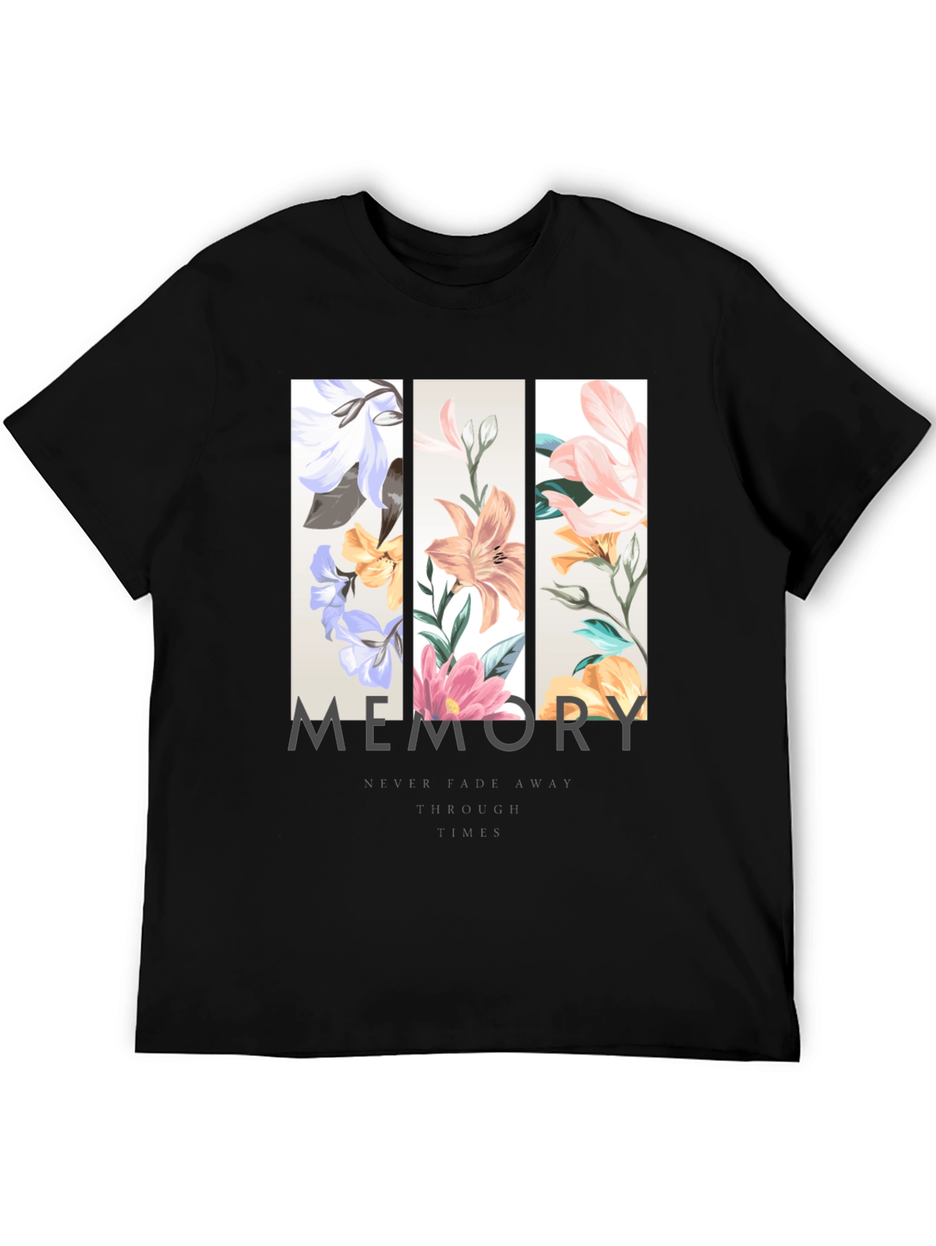 Black Floral Memory Graphic Print Black T-Shirt view 5
