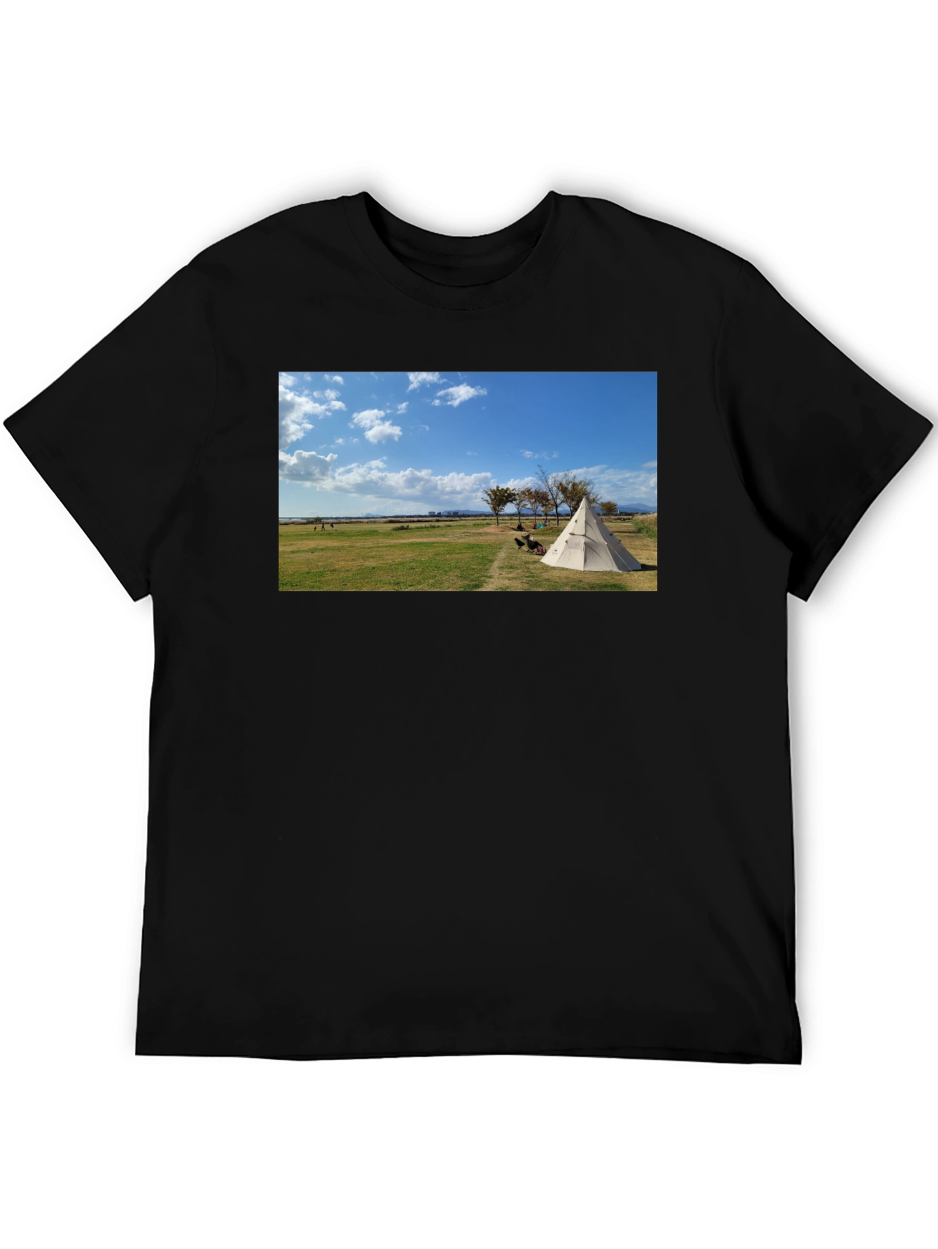 Nature Tee - Camping Design Black Cotton T-Shirt - 5