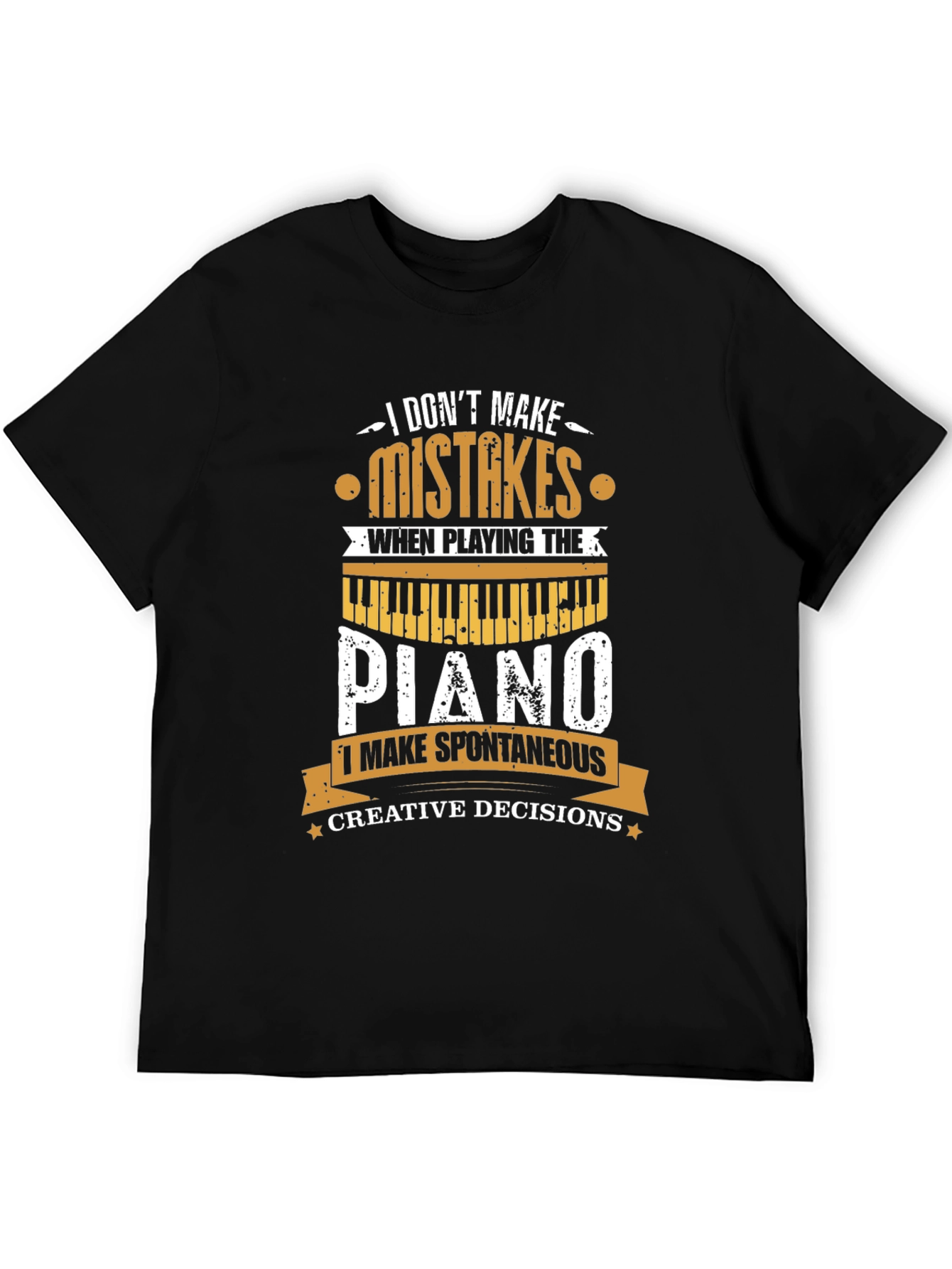 Black Piano Player T-Shirt - I Don't Make Mistakes Musician Tee view 5
