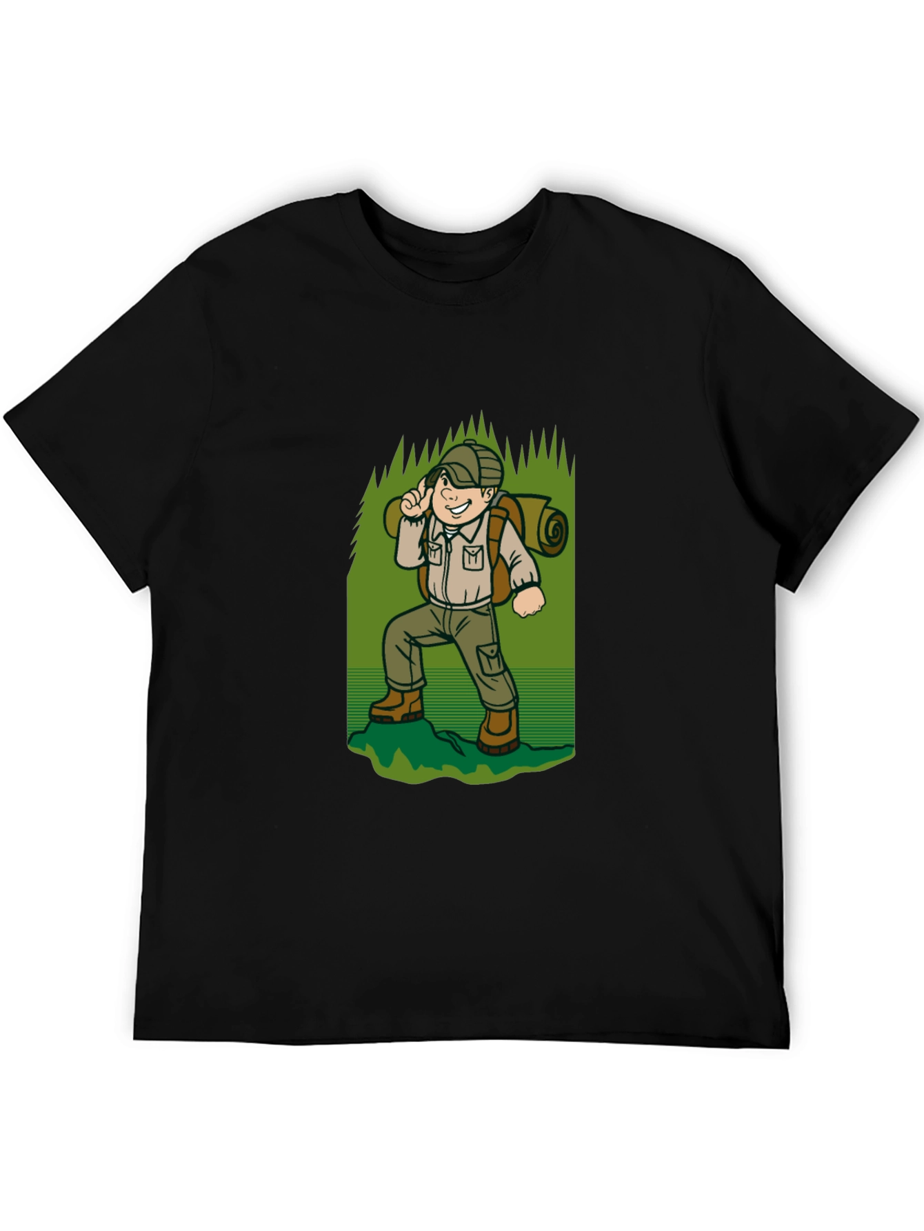 Black Hiking Adventure T-Shirt - Black Cotton Tee view 5