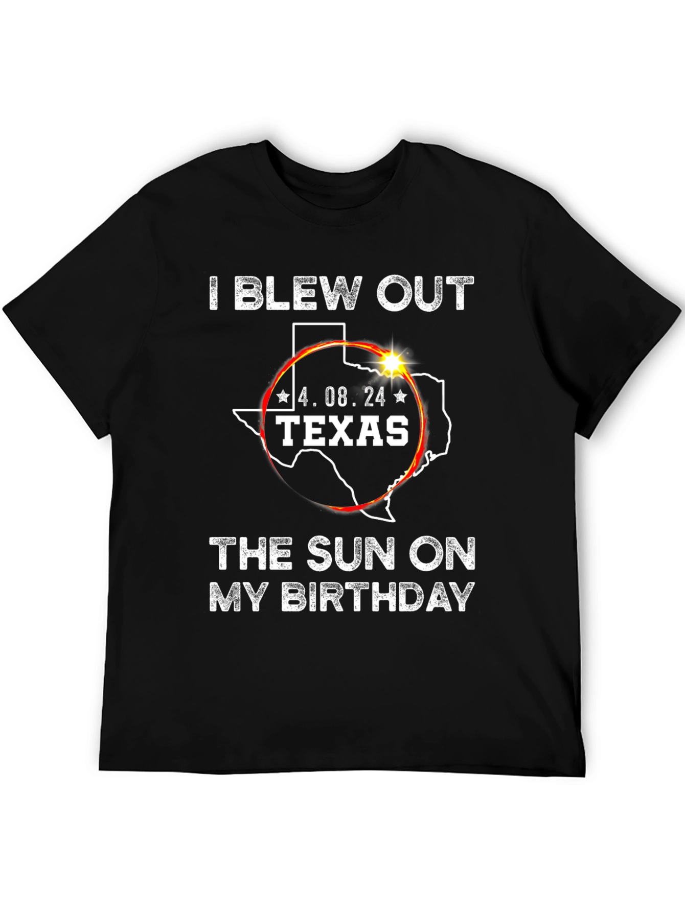 Black Texas Eclipse Birthday T-Shirt, April 8 2024 view 5