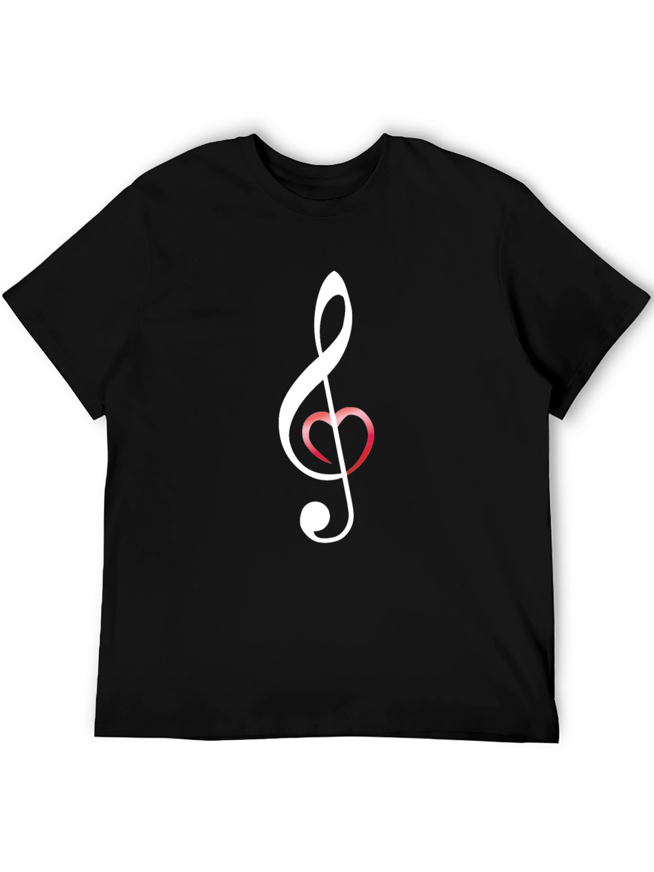 Black Musical Heart Clef Graphic T-Shirt view 5