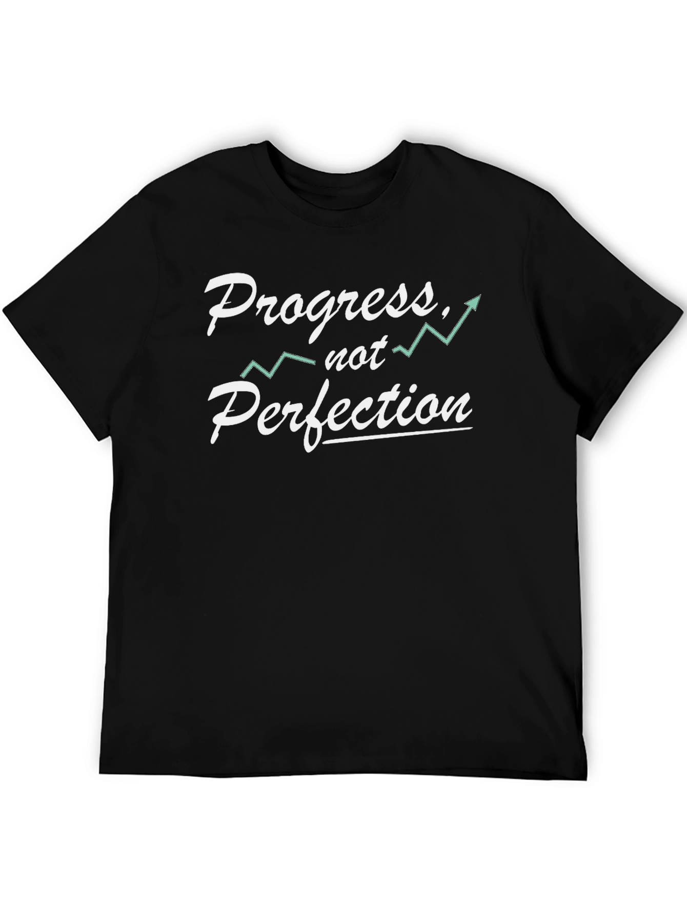Black Progress Not Perfection Black Graphic Tee view 5