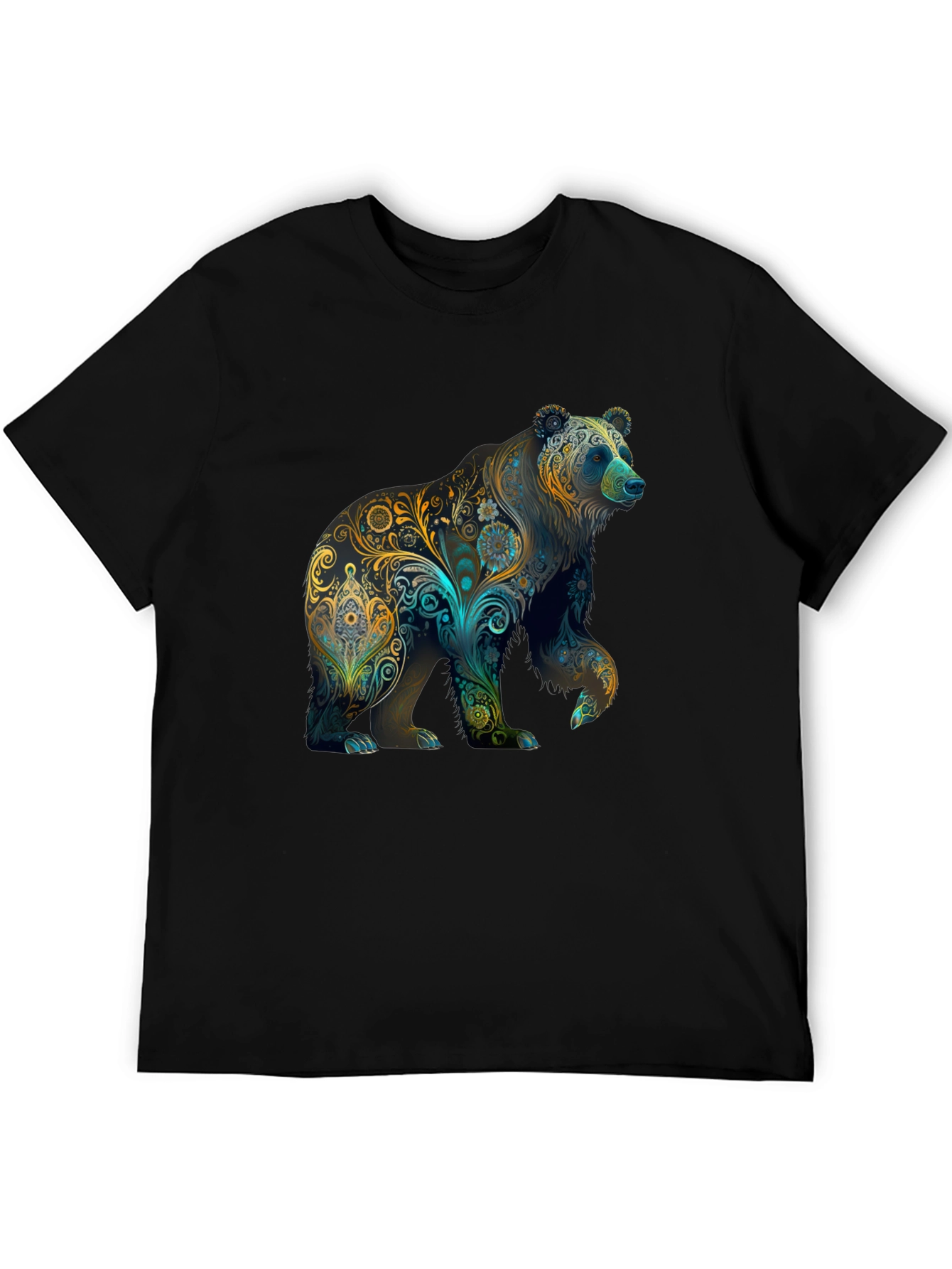Black Floral Bear Graphic Tee - Black view 5