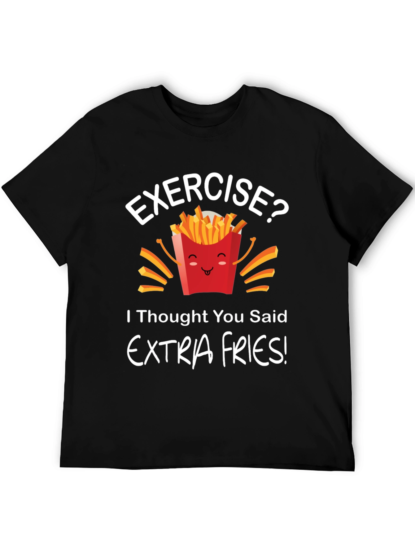 Black Funny 'Extra Fries' Graphic T-Shirt - Unisex view 5