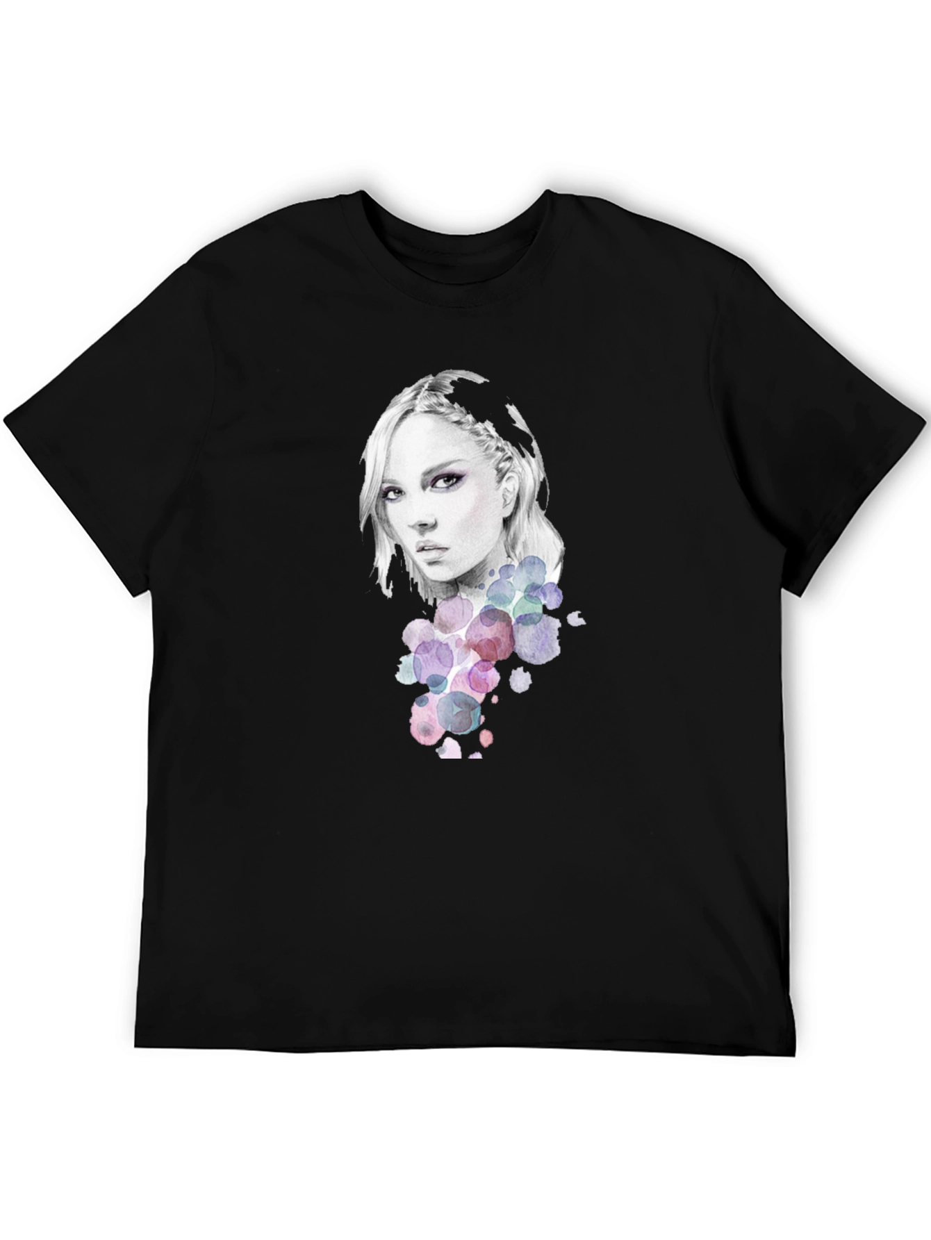 Black Woman Portrait Graphic Tee - Stylish Black T-Shirt view 5