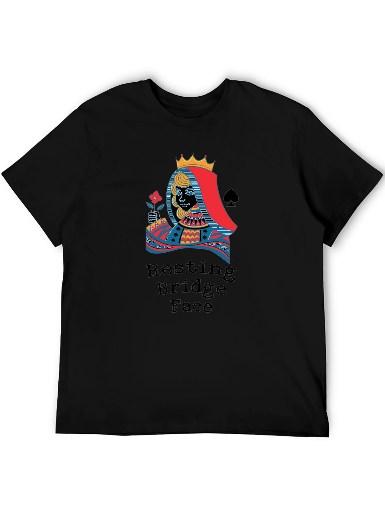 Black Resting Bridge Face T-Shirt - Queen of Spades Design view 5
