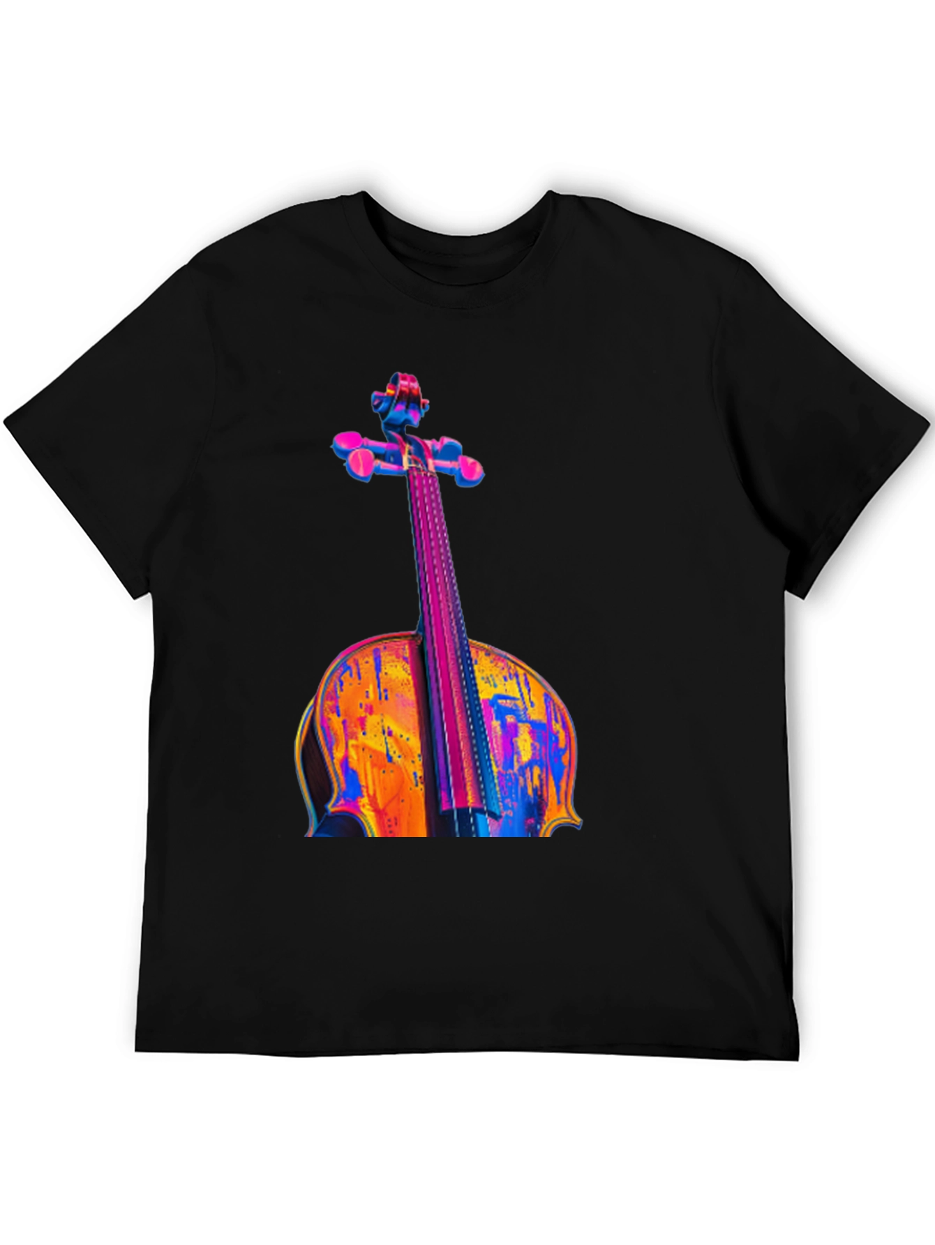 Black Vibrant Cello Graphic Black T-Shirt view 5