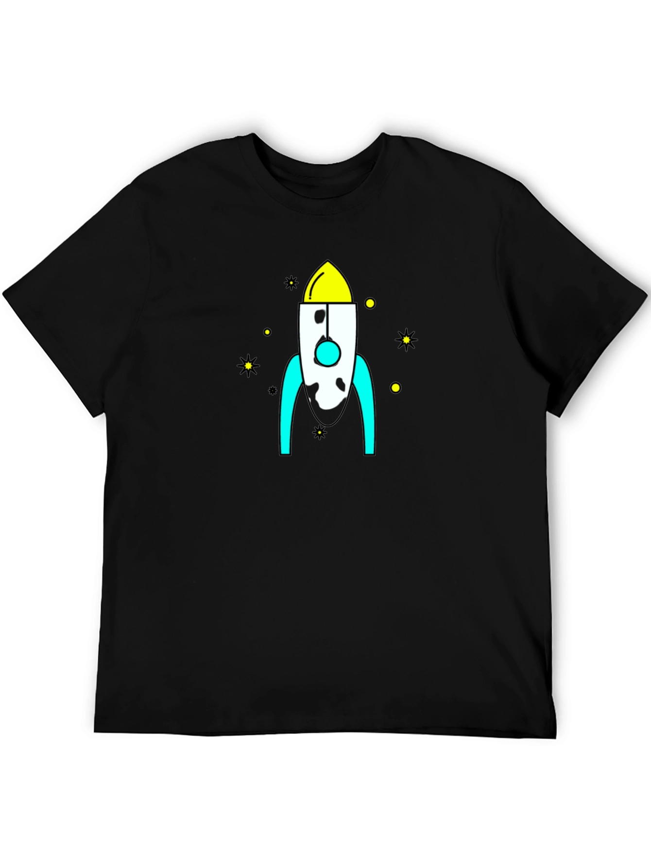 Black Rocket Graphic Black T-Shirt - Space Adventure Style view 5