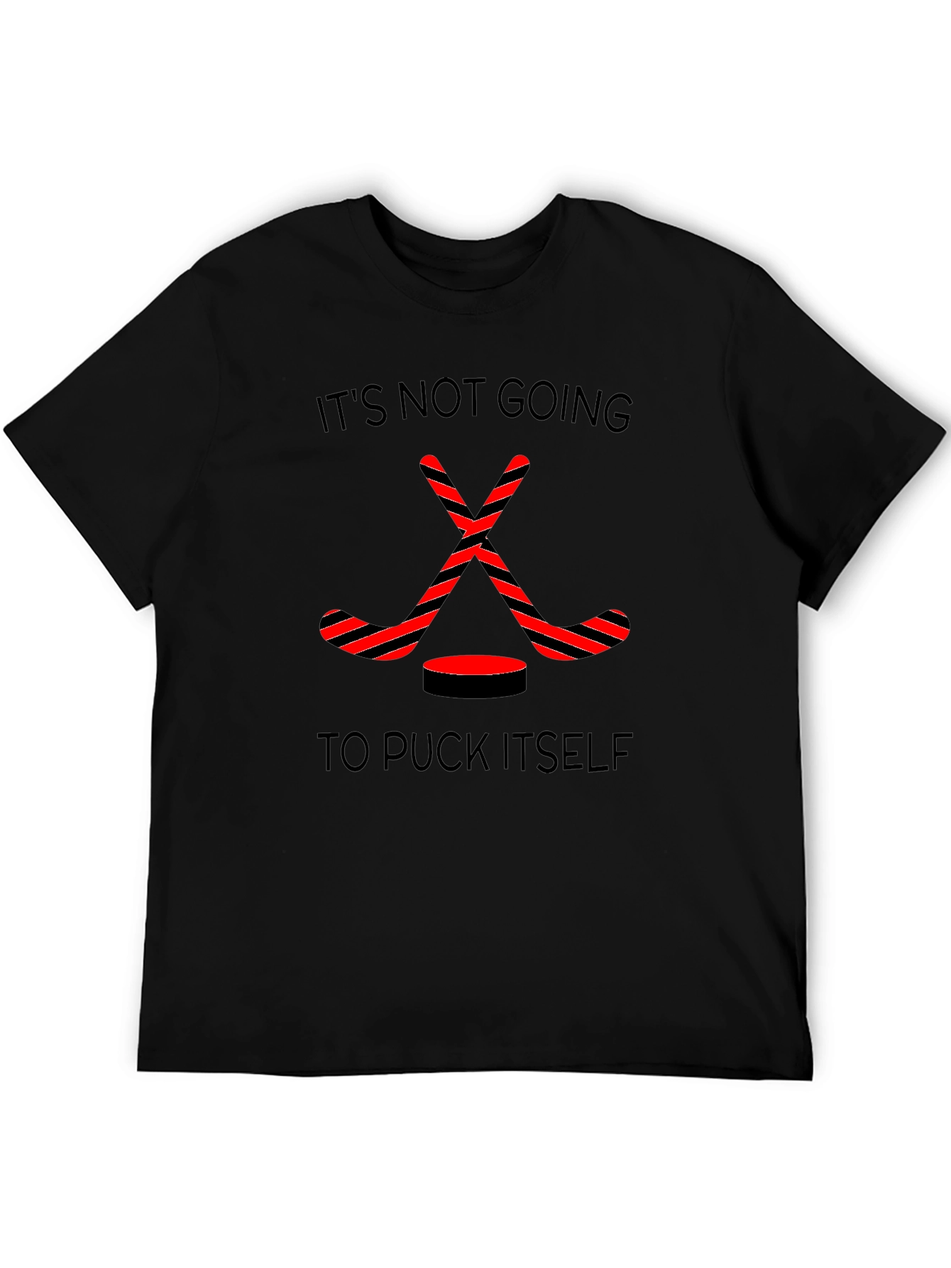Black Hockey Sticks Graphic Tee: It's Not Going To Puck Itself view 5