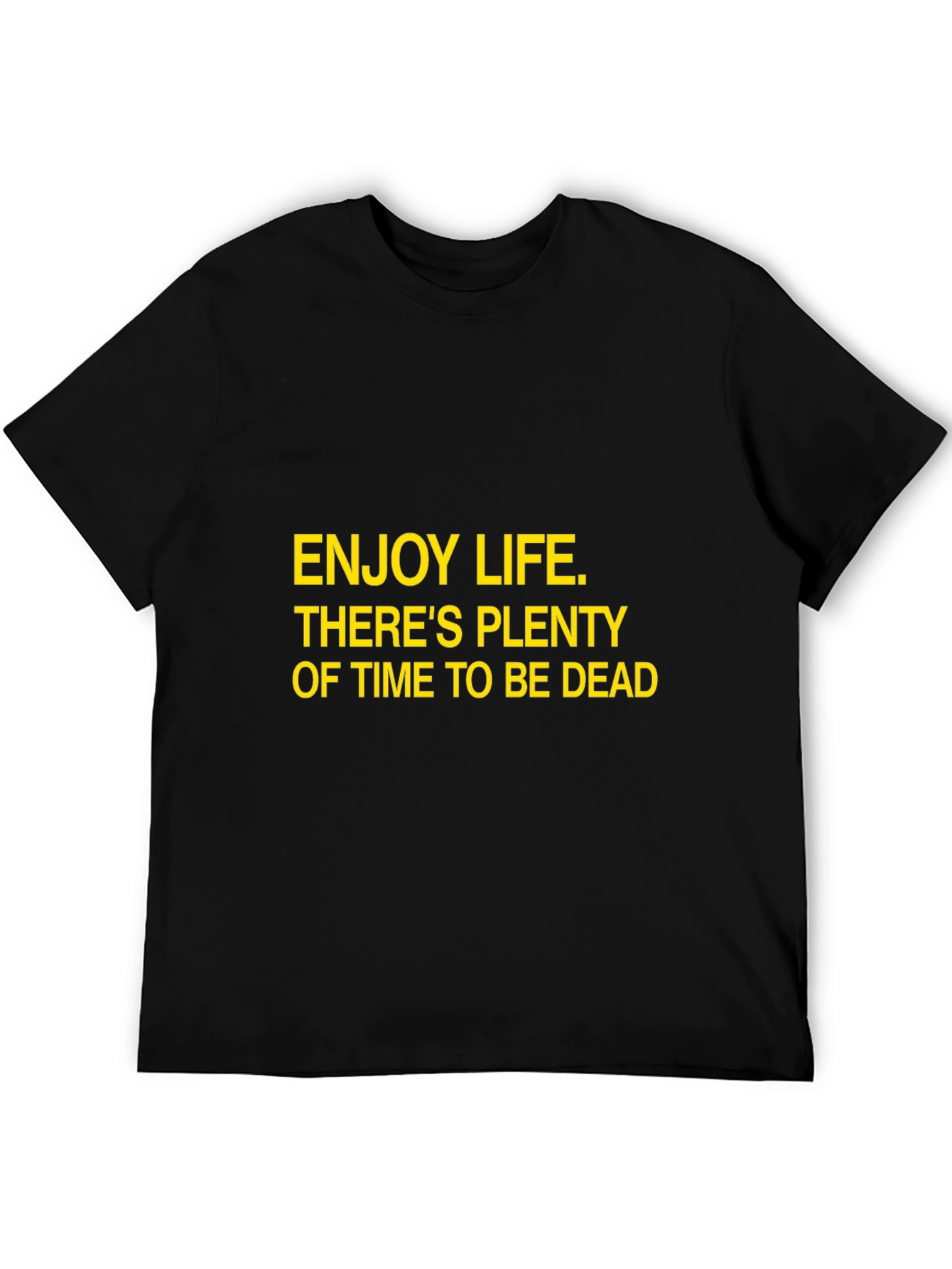 Black Enjoy Life Slogan T-Shirt - Black Cotton Crew Neck view 5