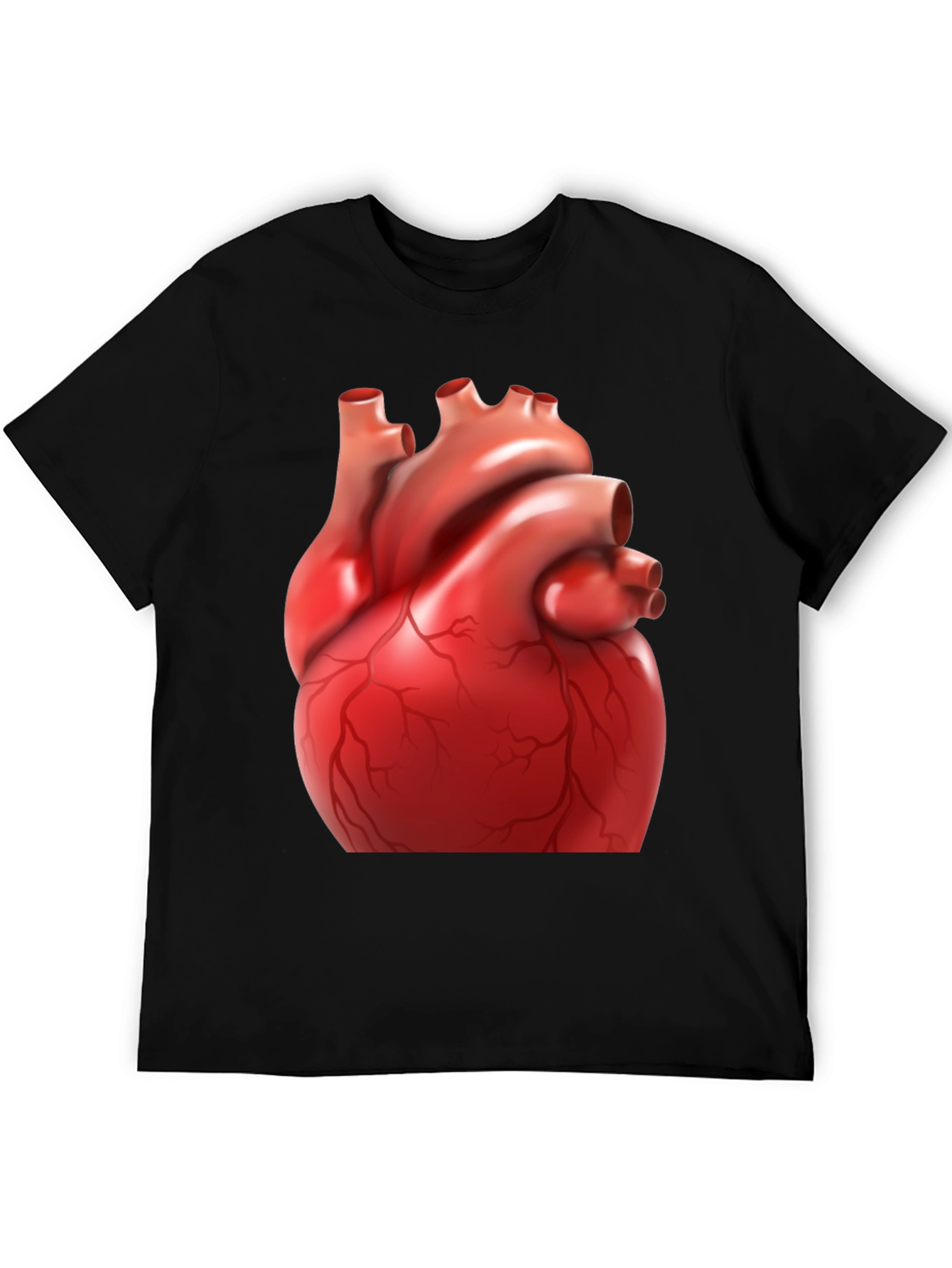 Black Anatomical Heart Graphic Tee - Black Cotton Blend Shirt view 5