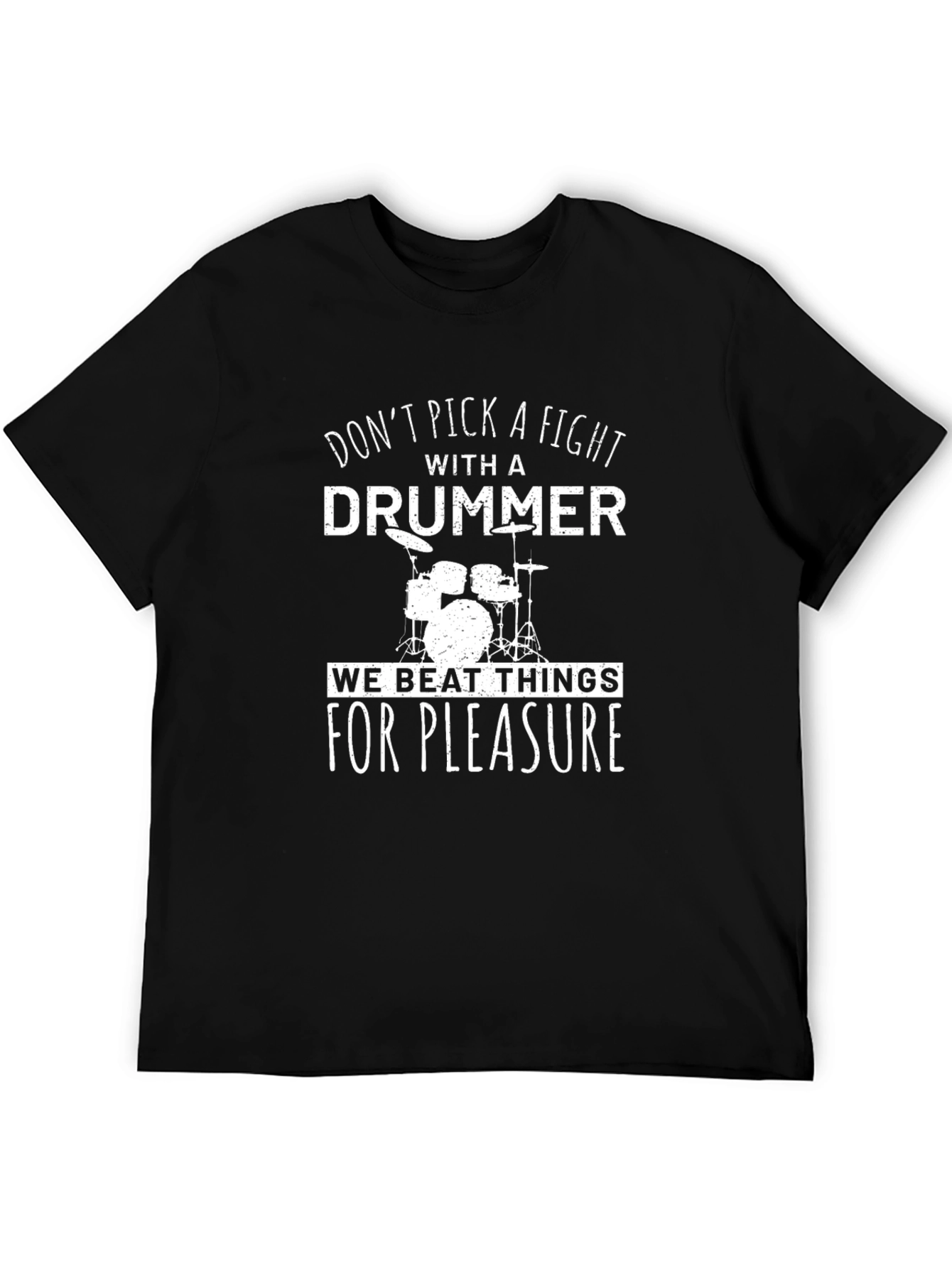 Black Don't Pick a Fight With A Drummer - Black T-Shirt view 5