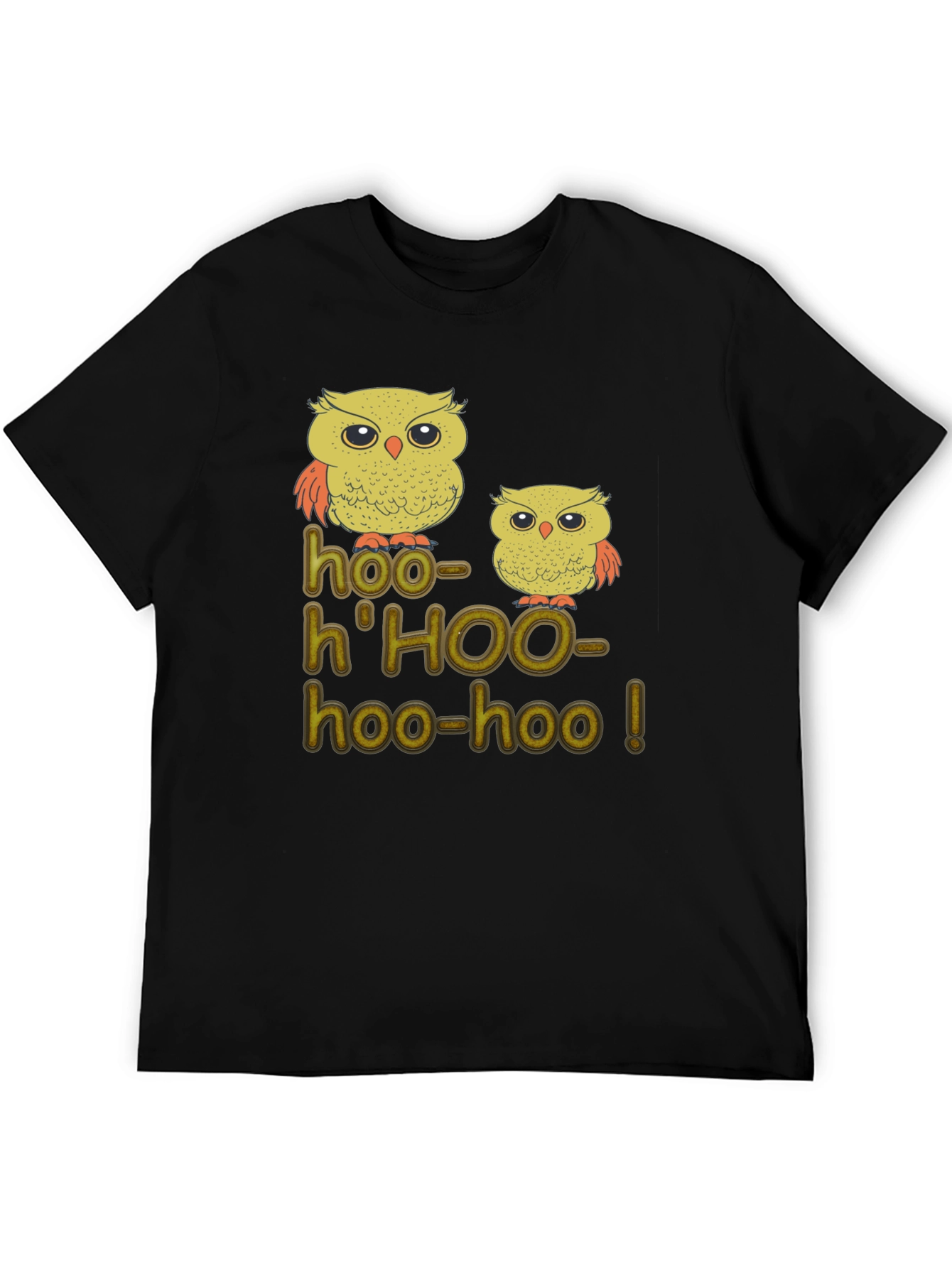 Black Owl Hoo-Hoo! Black Graphic T-Shirt view 5