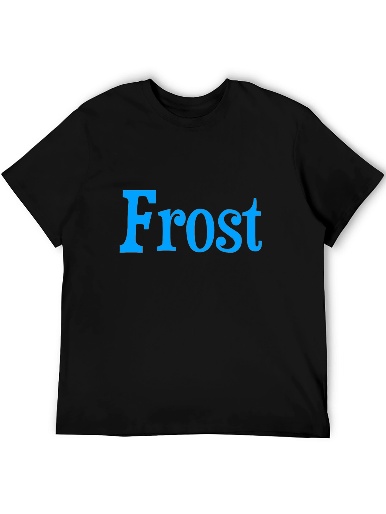 Black Frost Graphic Tee - Cool Blue Text on Black Shirt view 5