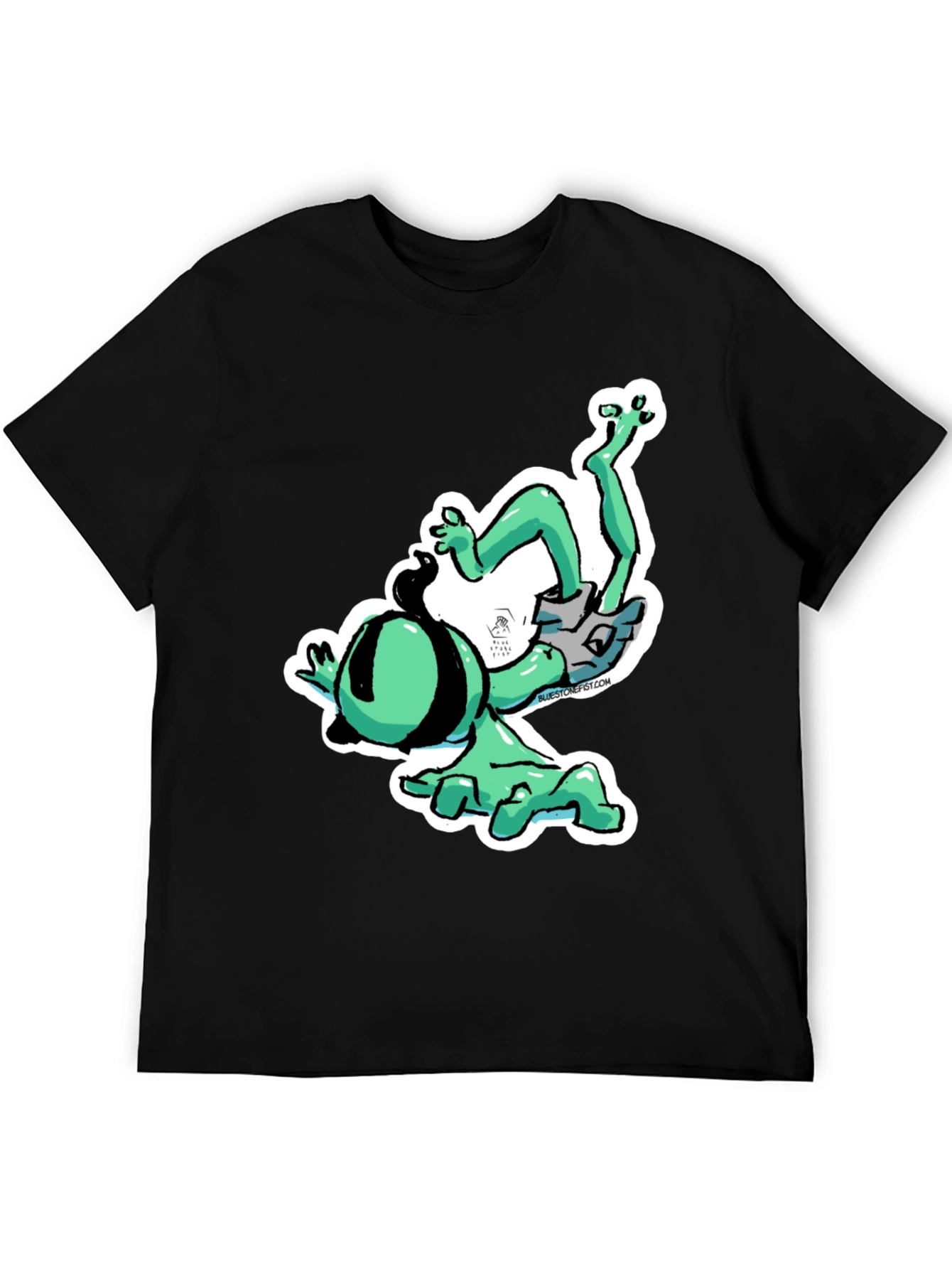 Black Funky Cartoon Alien T-Shirt - Black Cotton Blend view 5