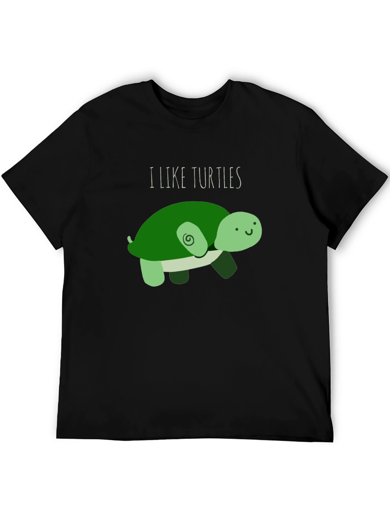 Black I Like Turtles T-Shirt - Cute Cartoon Design view 5