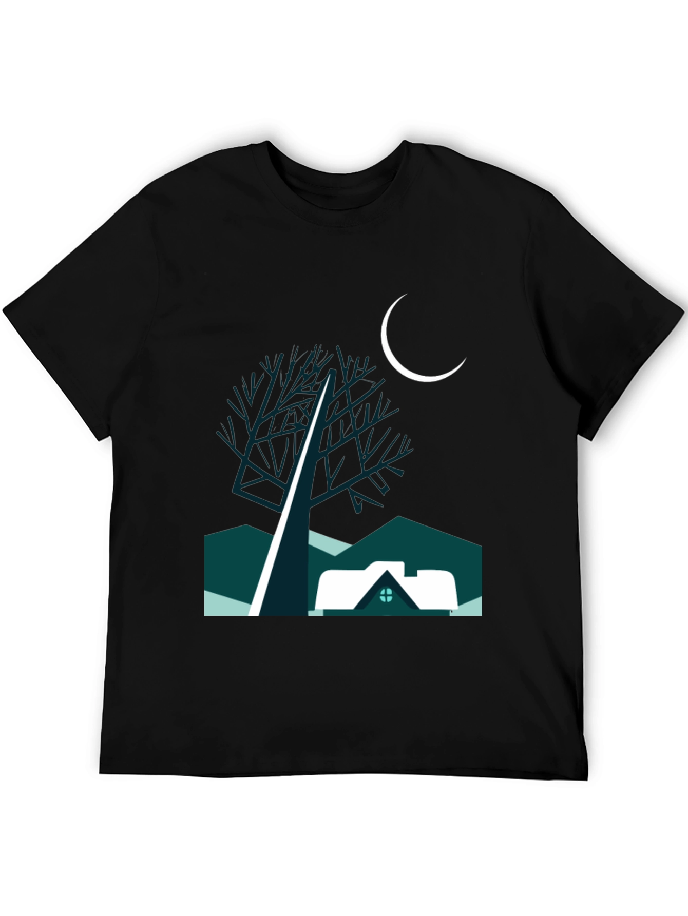Black Night Scene Graphic Tee view 5