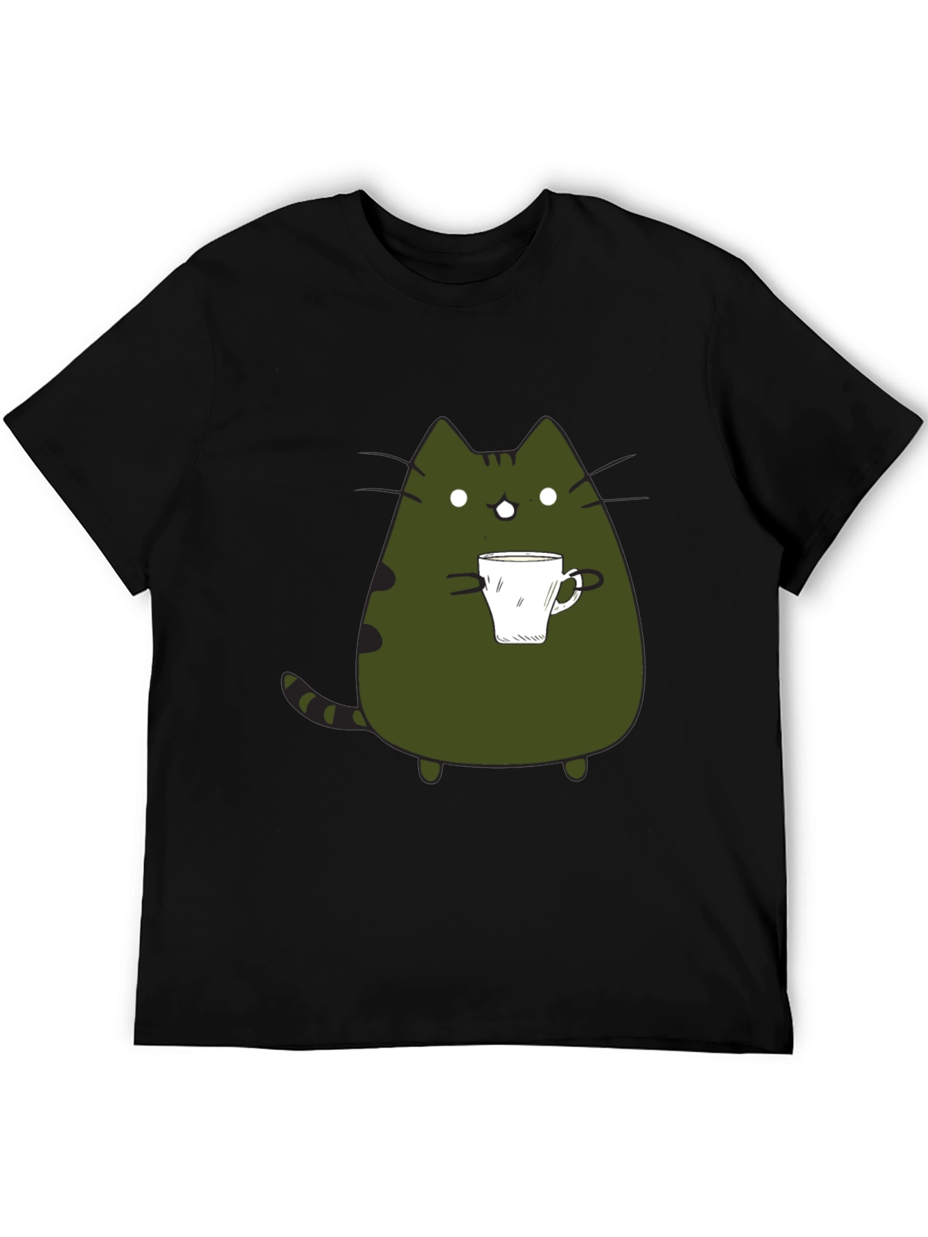Black Cute Cat Coffee T-Shirt - Black Graphic Tee view 5