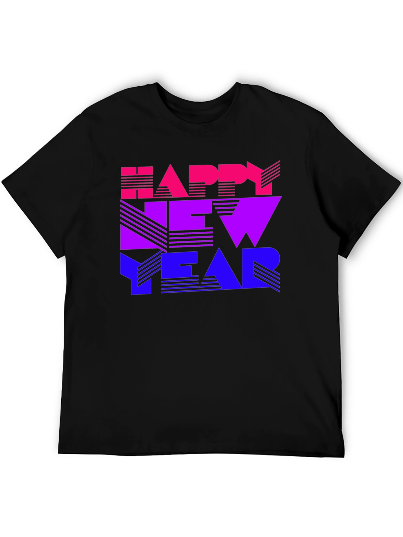 Black Happy New Year Gradient T-Shirt view 5