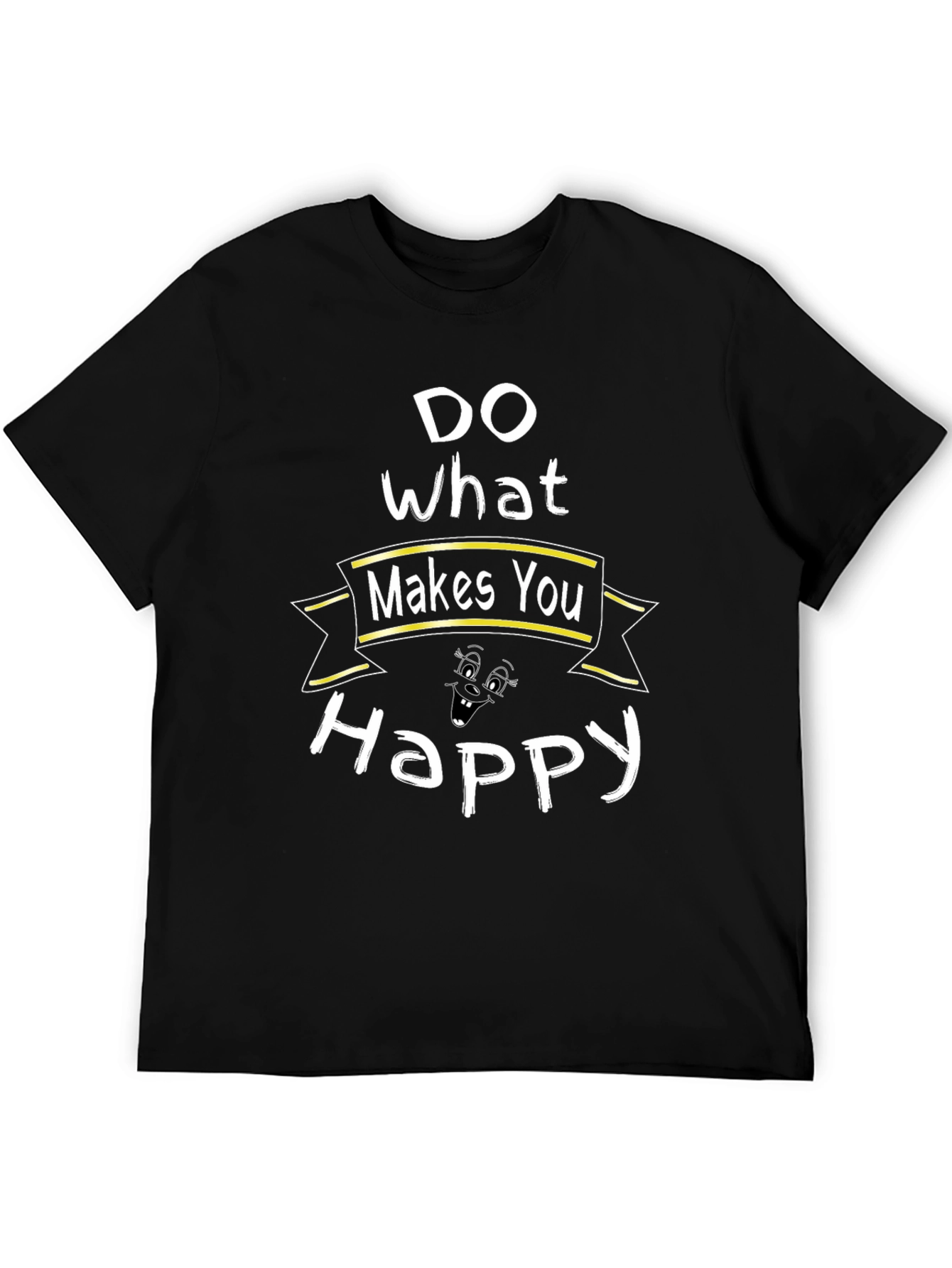 Black Do What Makes You Happy Graphic Tee - Black Cotton Blend view 5