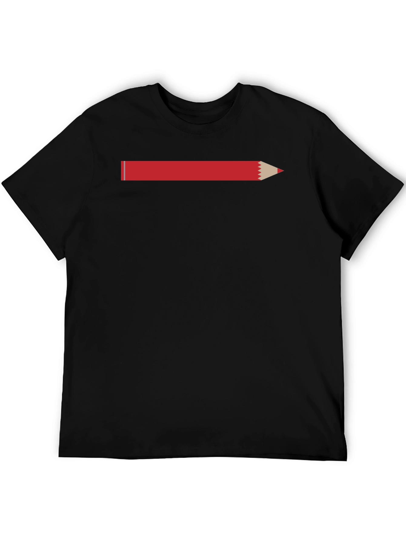 Black Red Pencil Graphic T-Shirt - Artistic Tee view 5